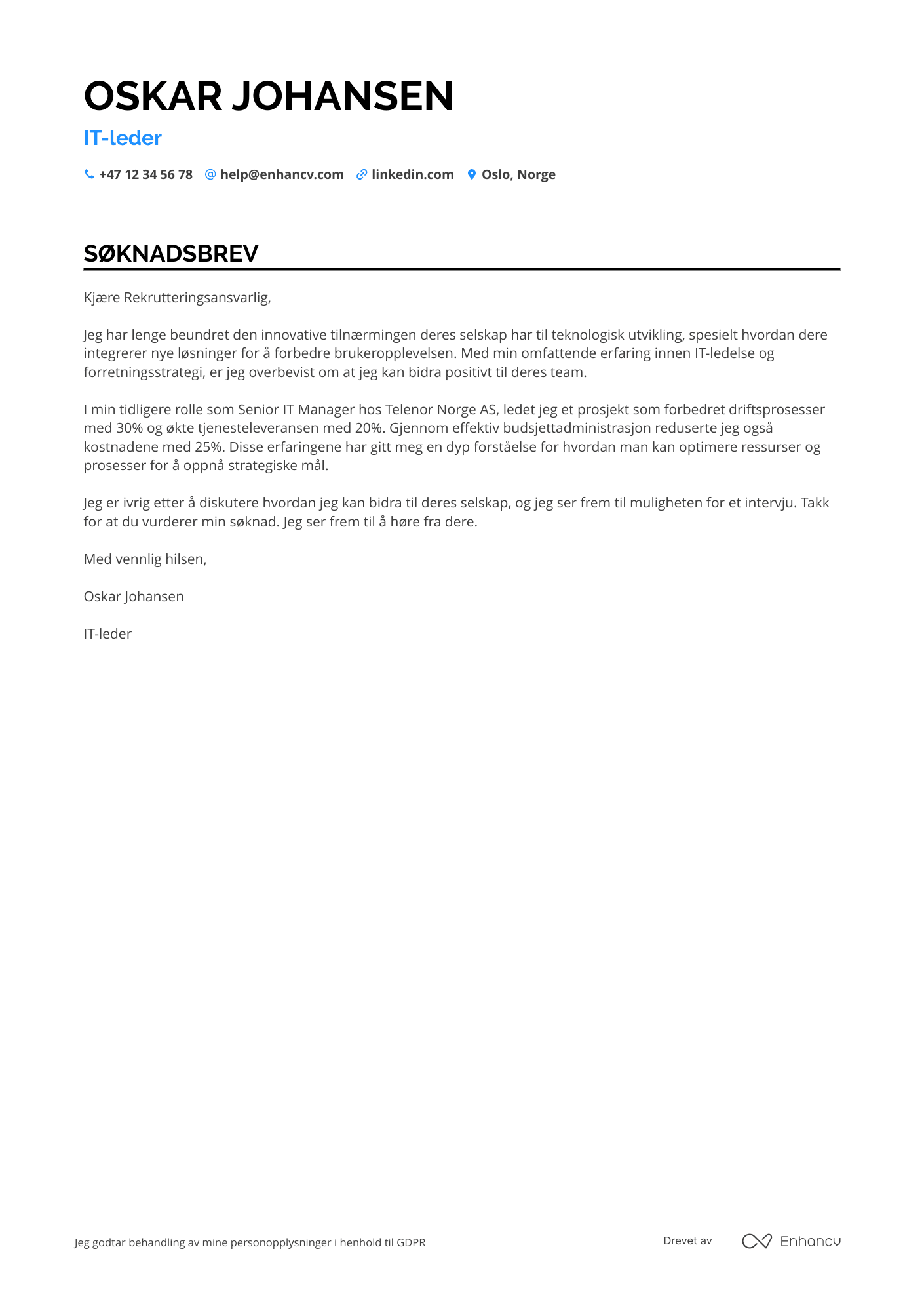 Cover Letter Example