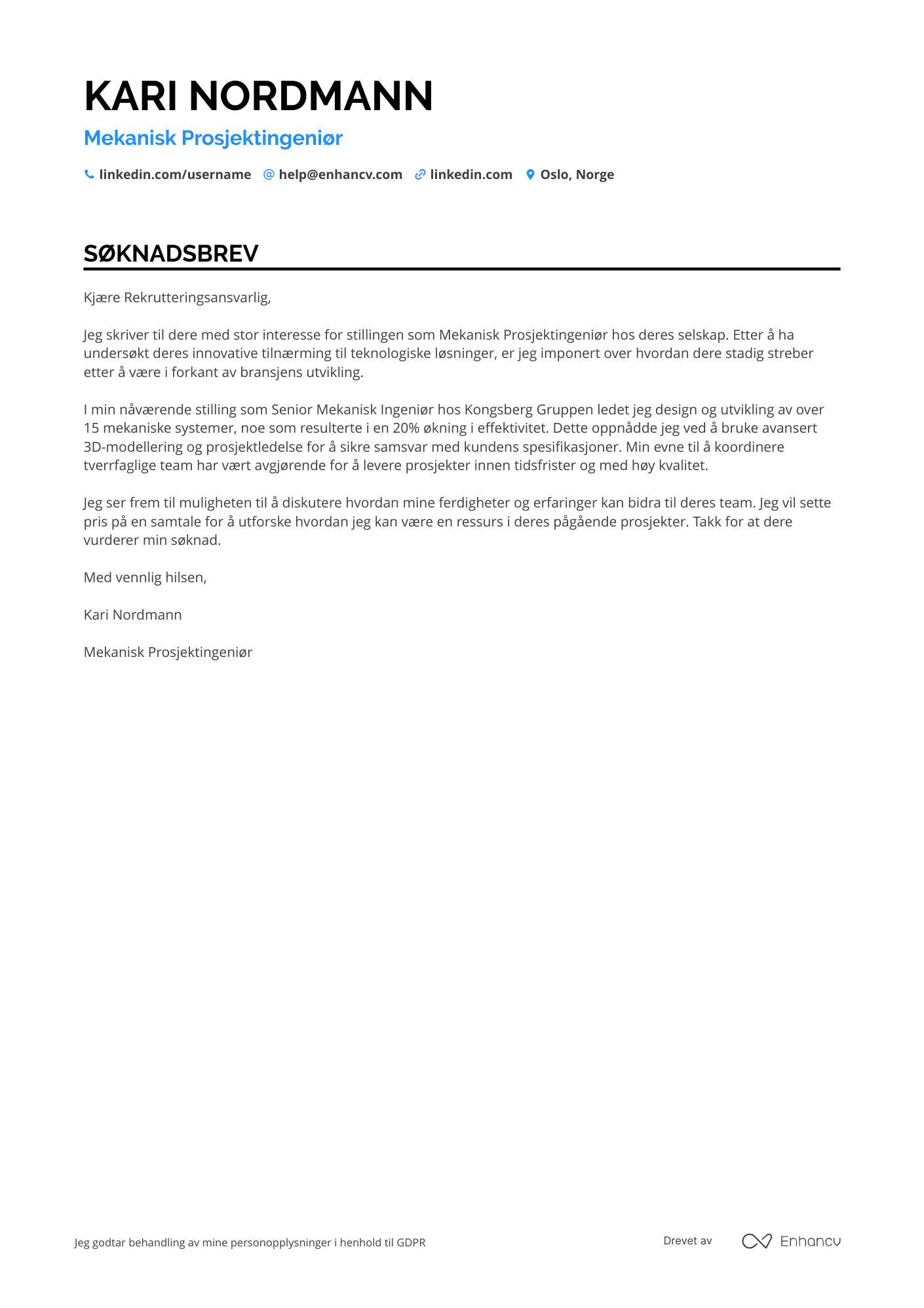 Cover Letter Example
