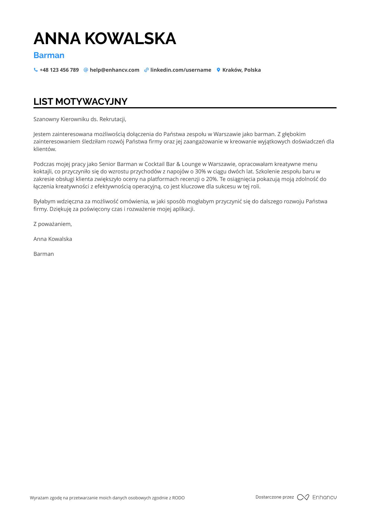 Cover Letter Example