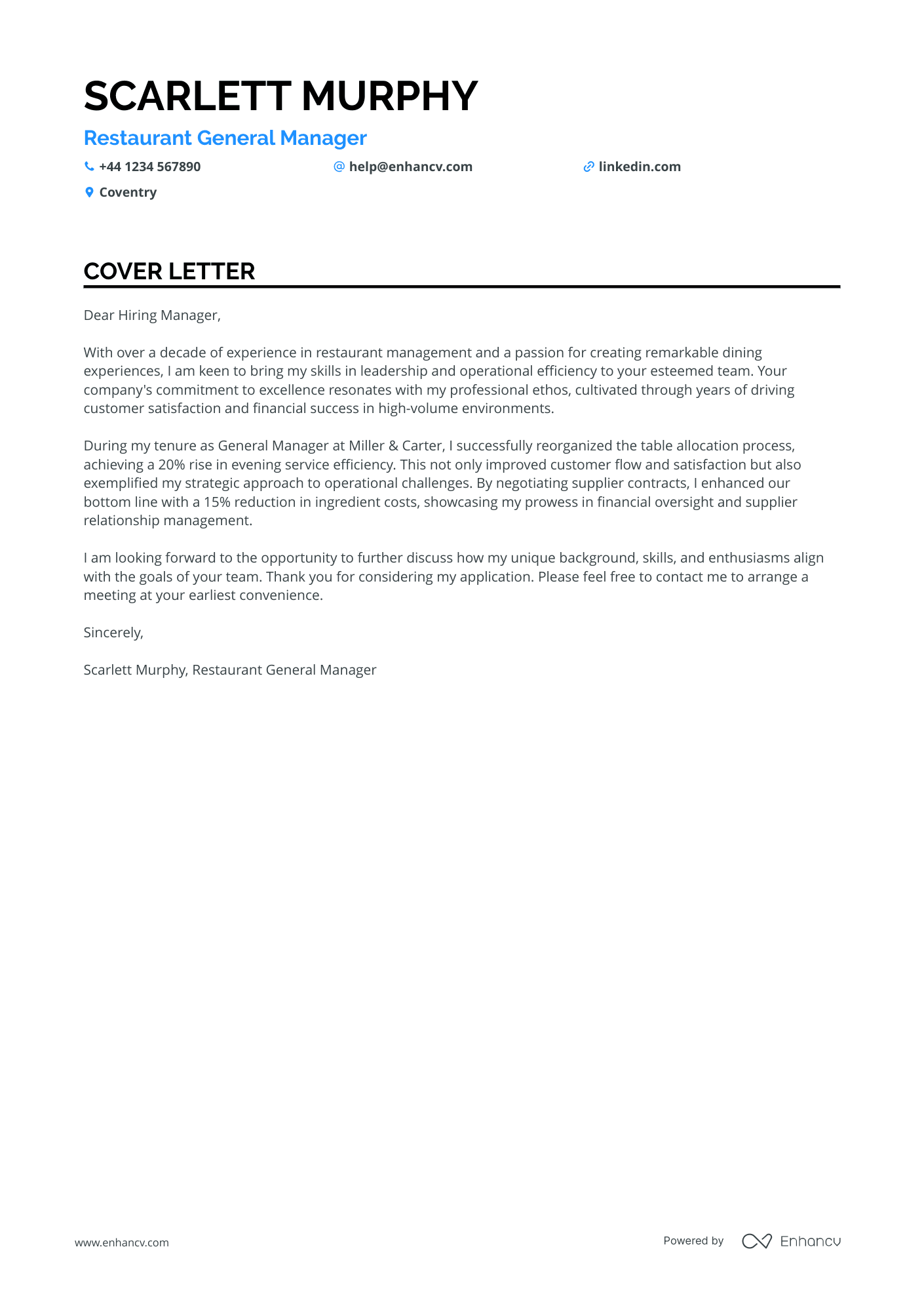 Cover Letter Example