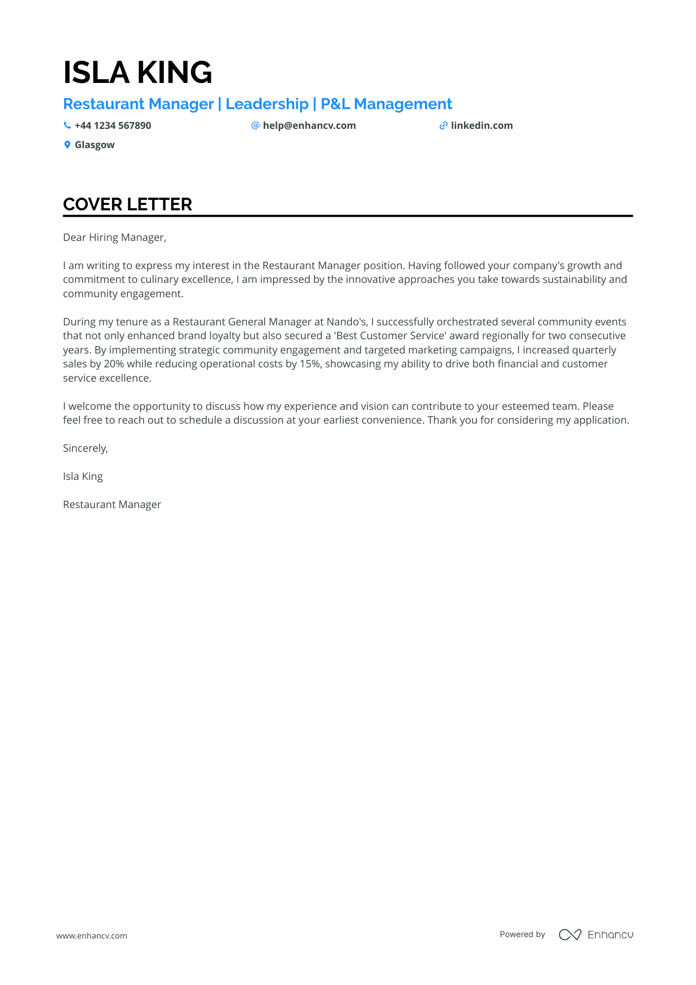 Cover Letter Example