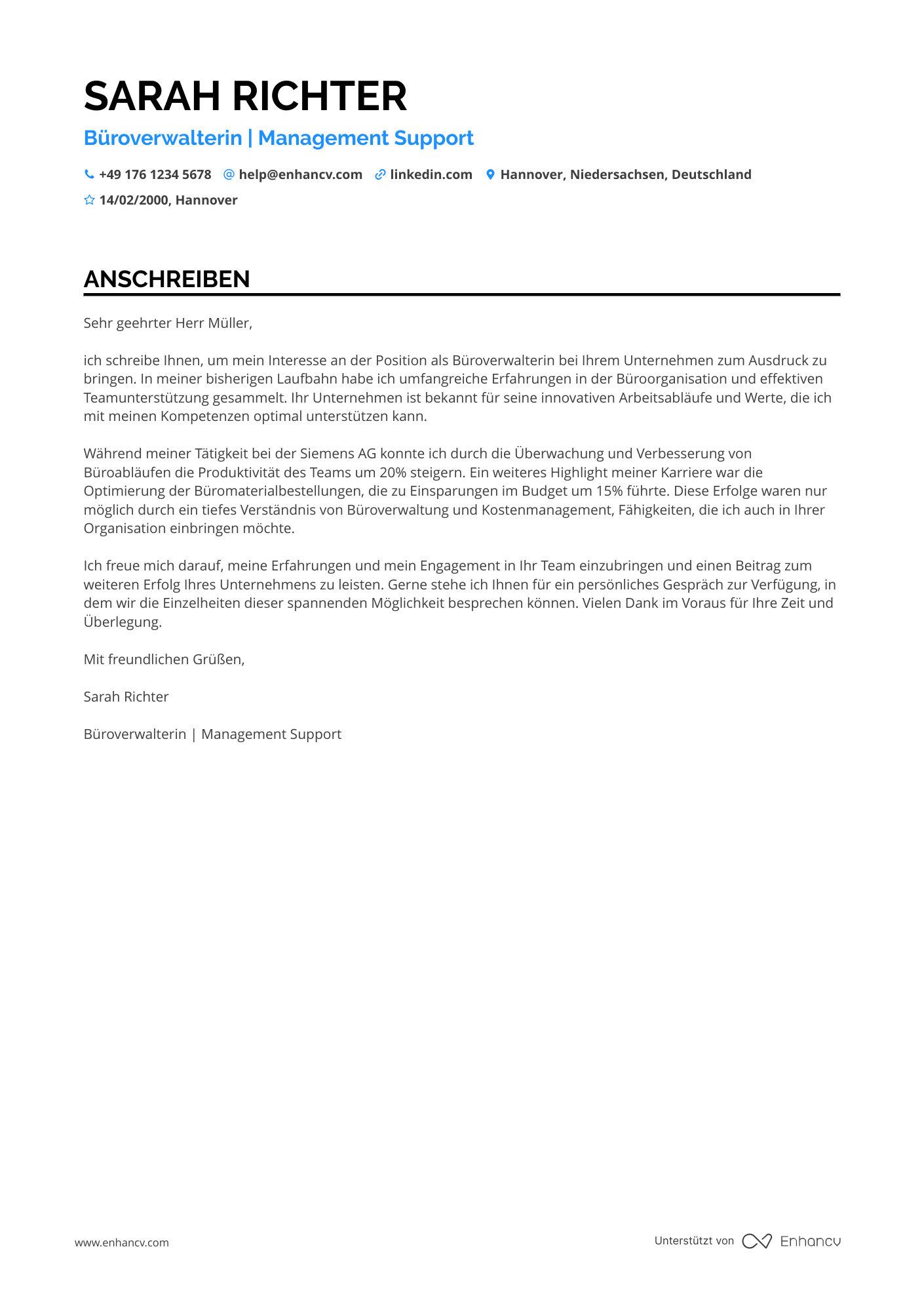 Cover Letter Example