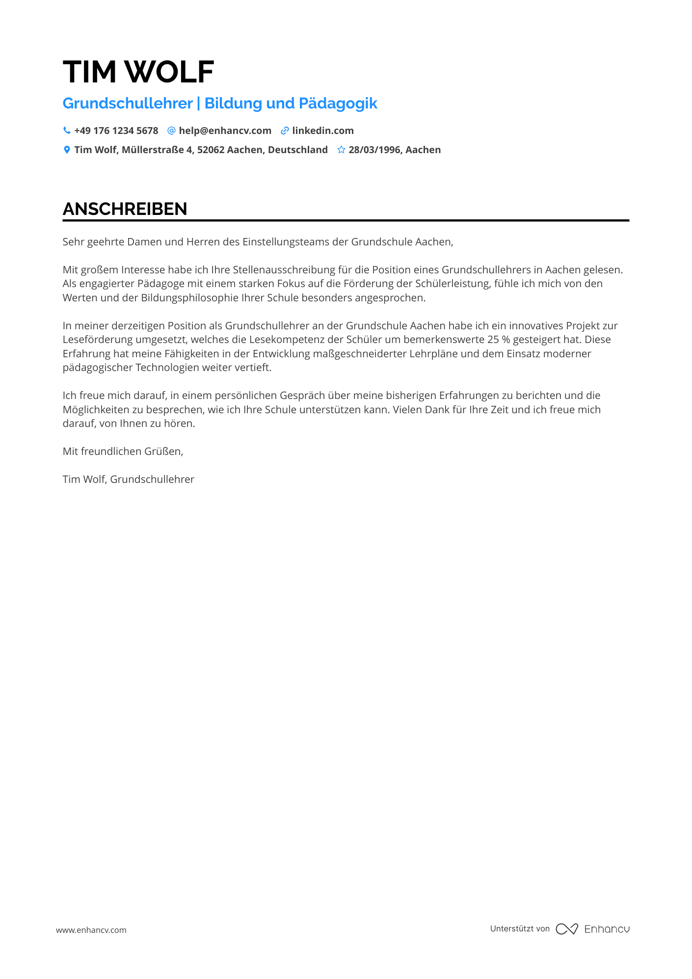 Cover Letter Example
