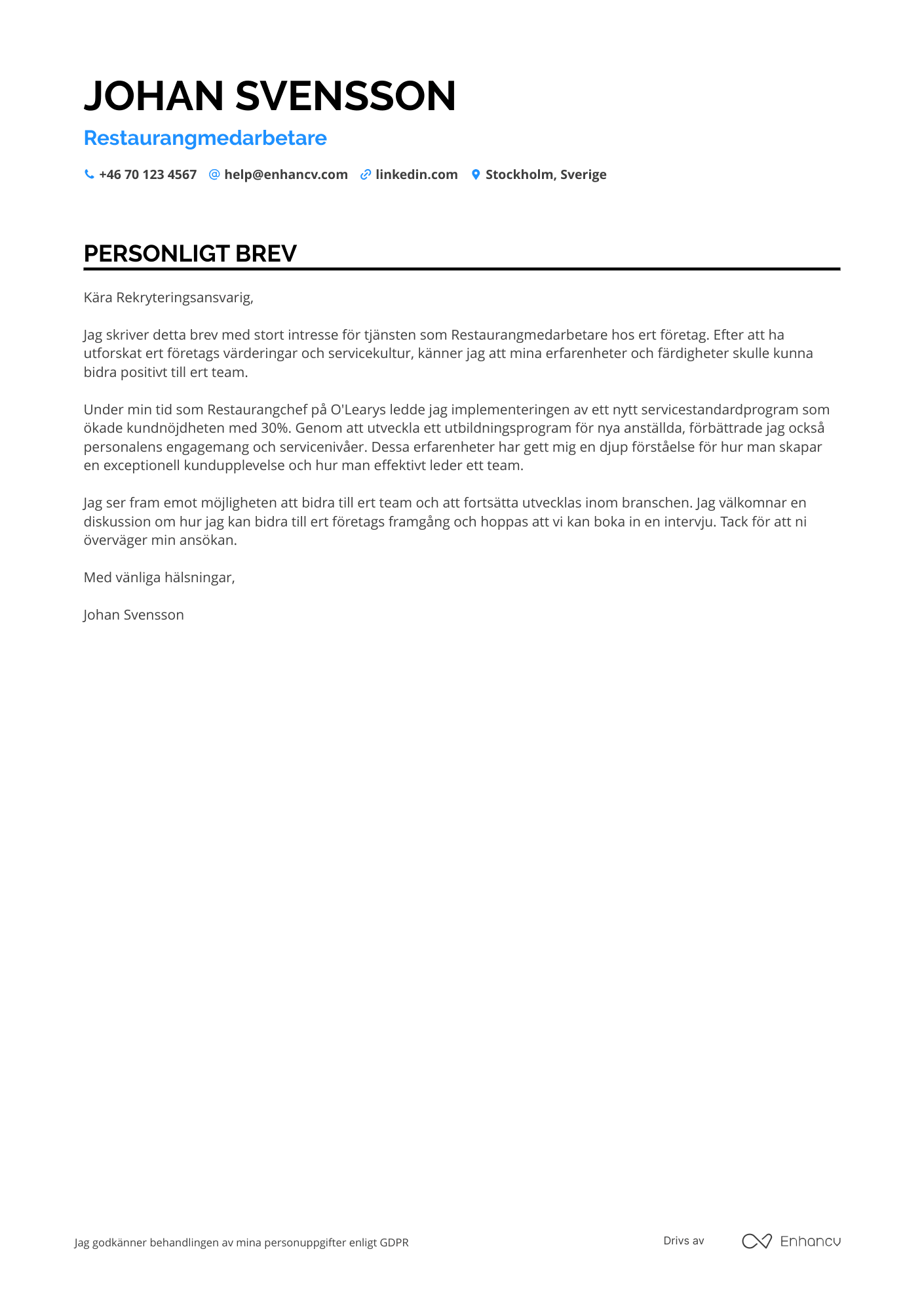 Cover Letter Example