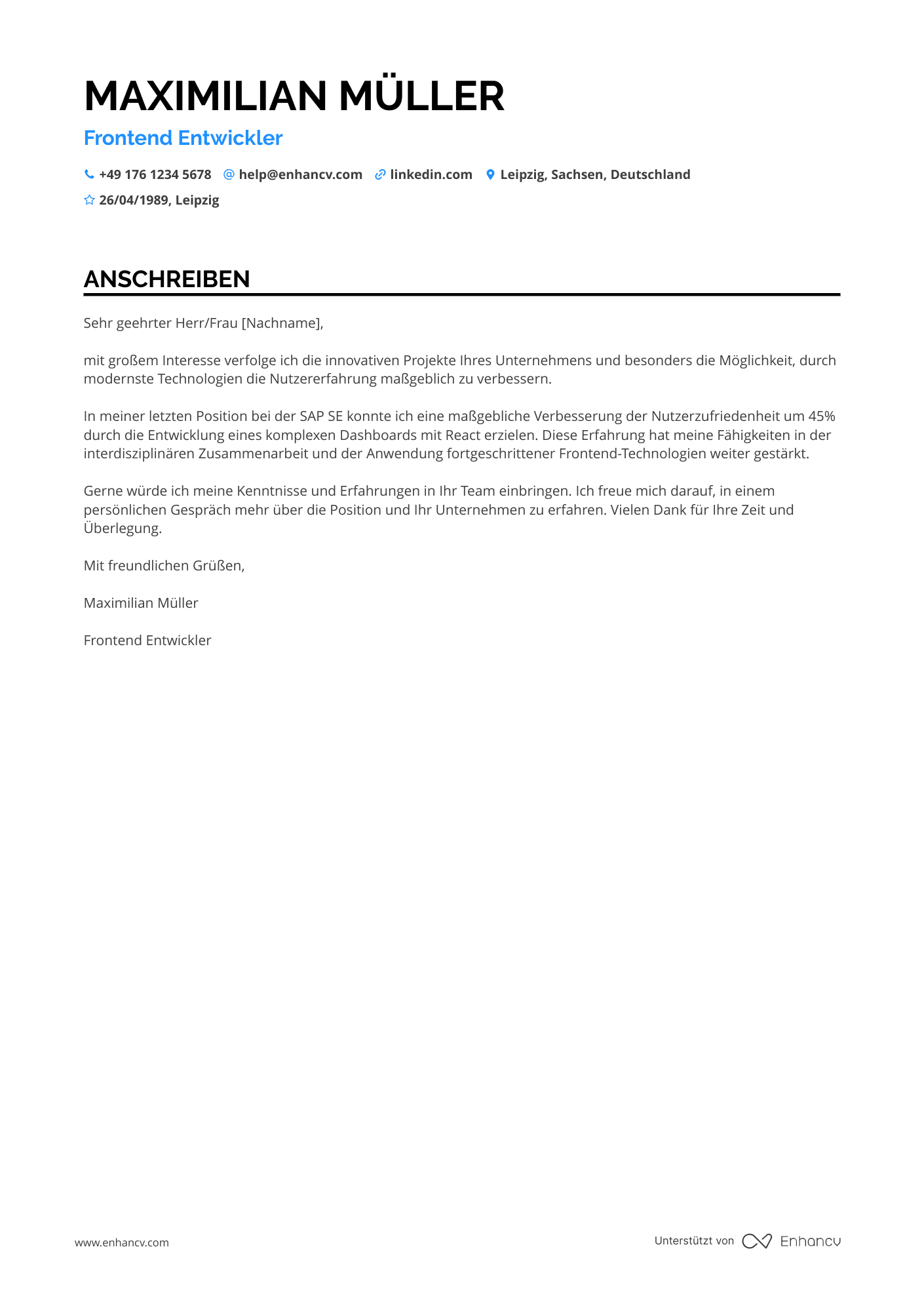 Cover Letter Example