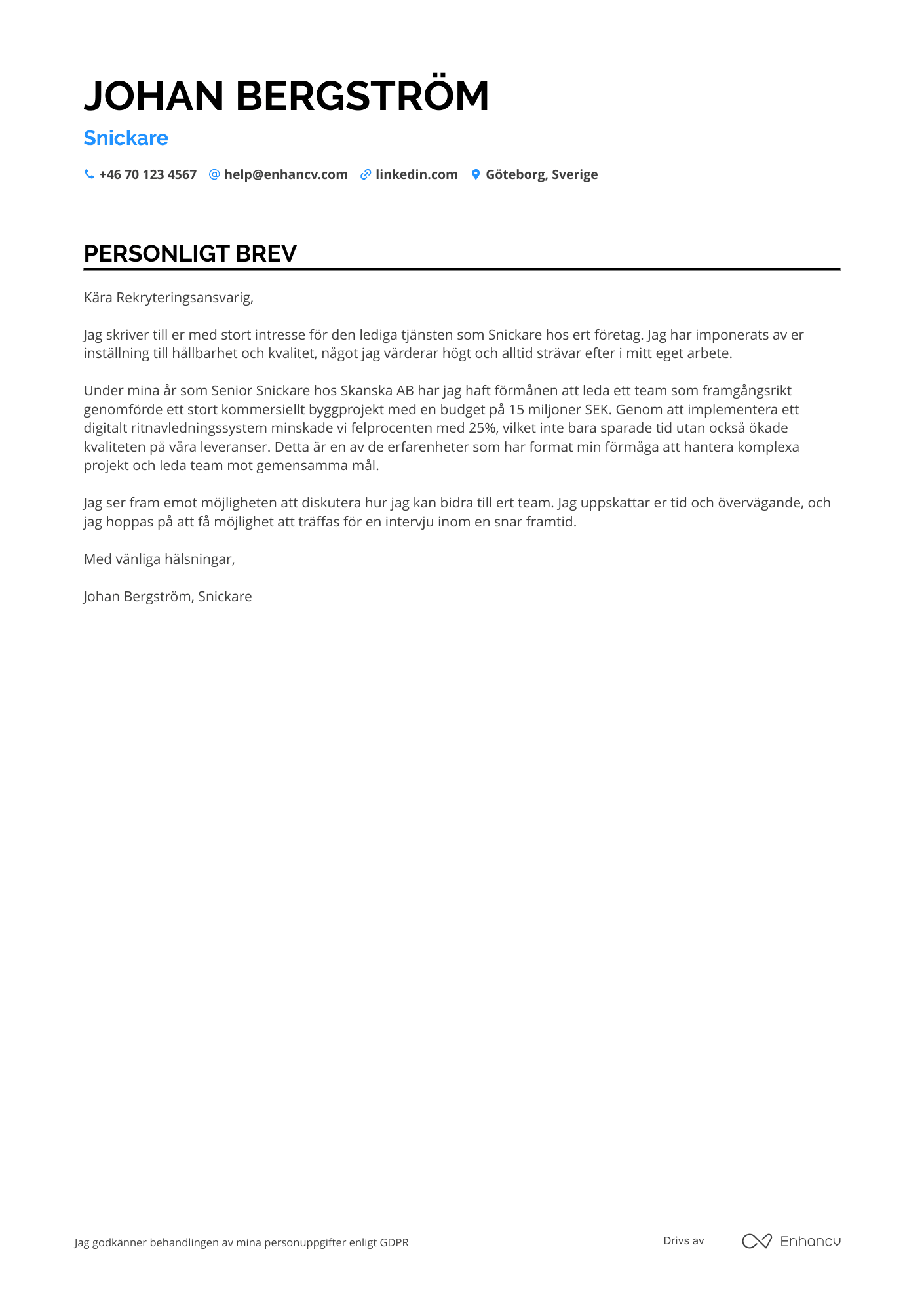 Cover Letter Example