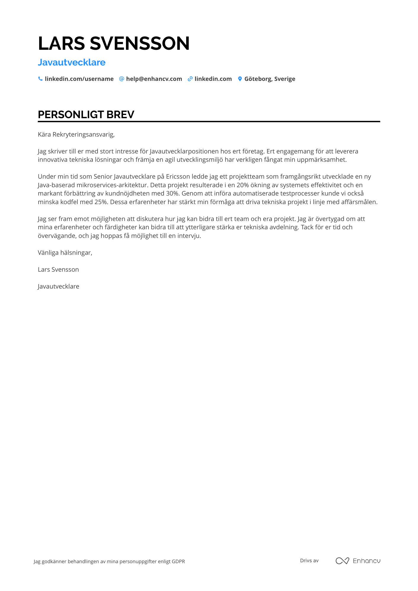 Cover Letter Example