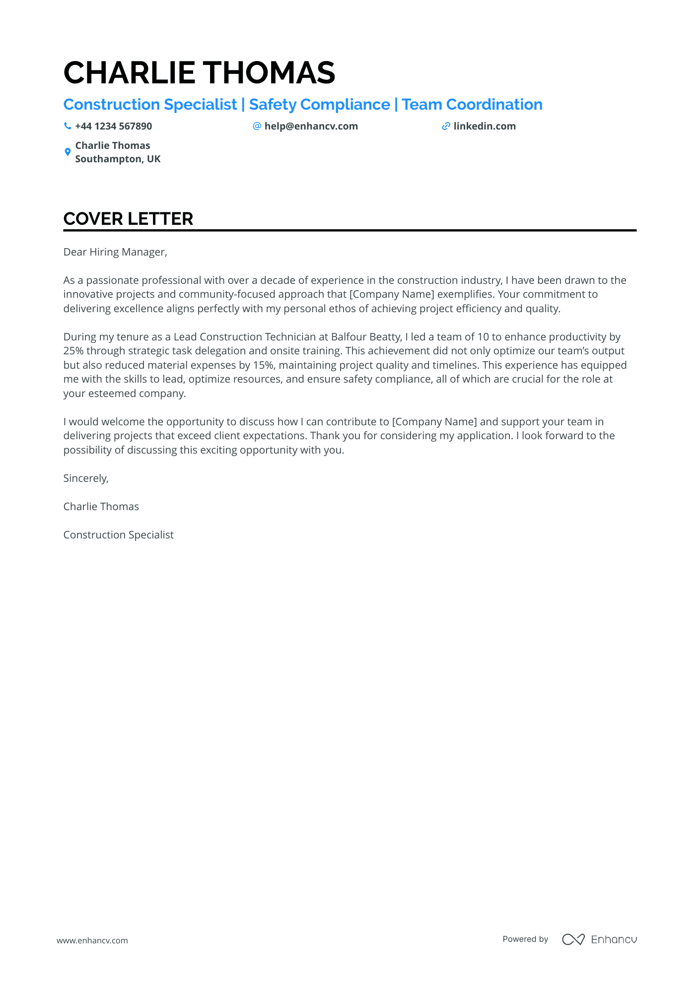 Cover Letter Example