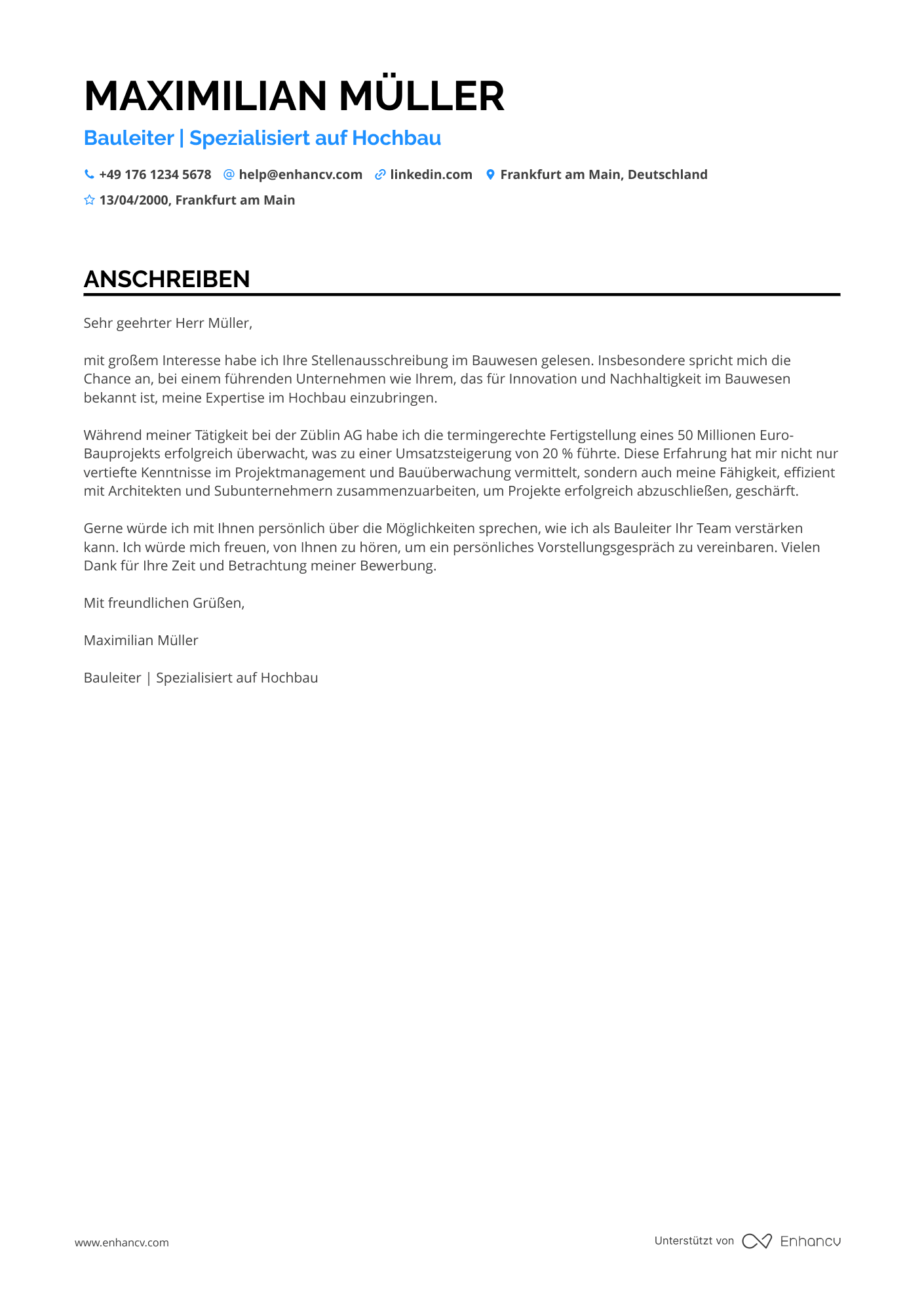 Cover Letter Example