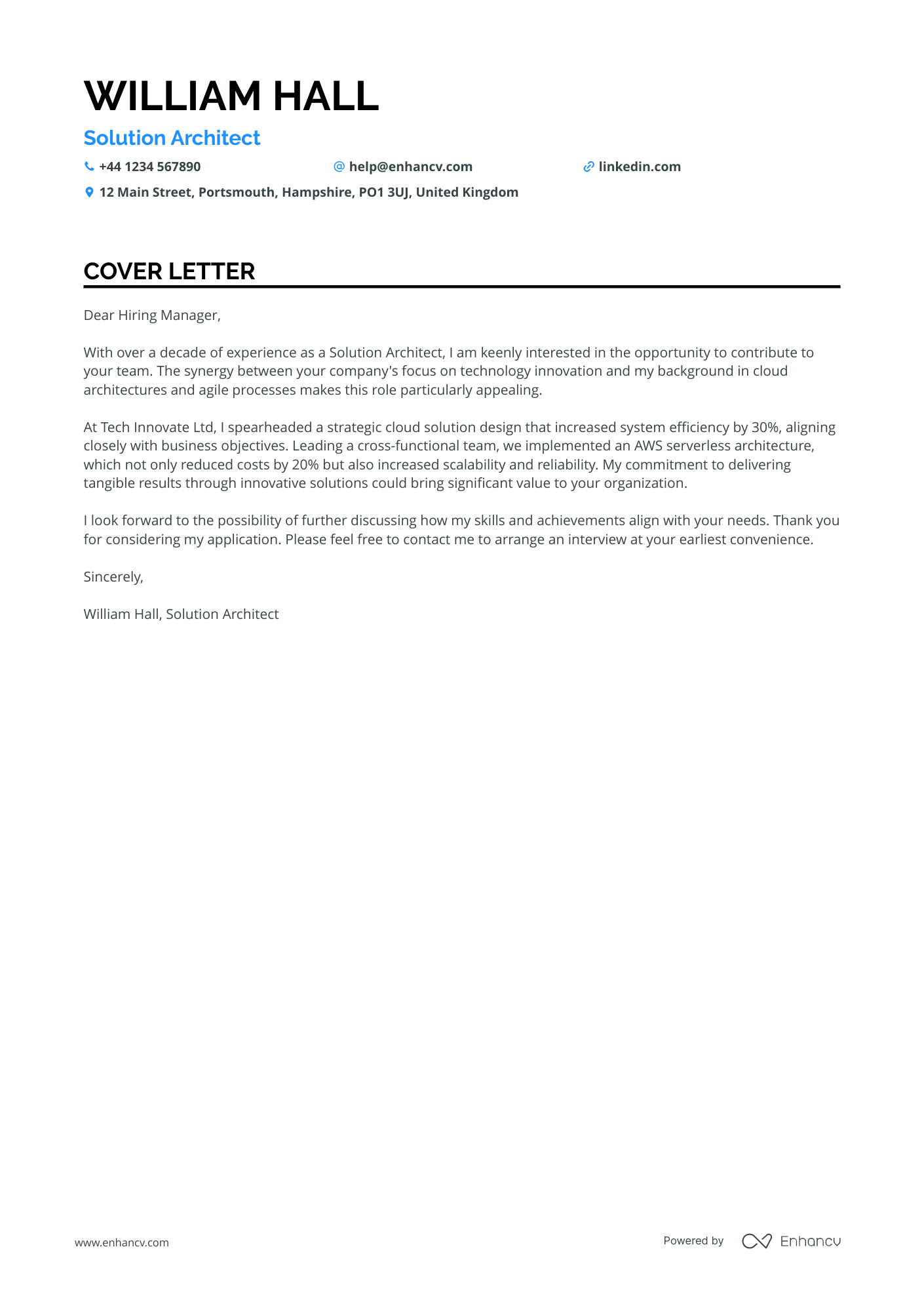 Cover Letter Example