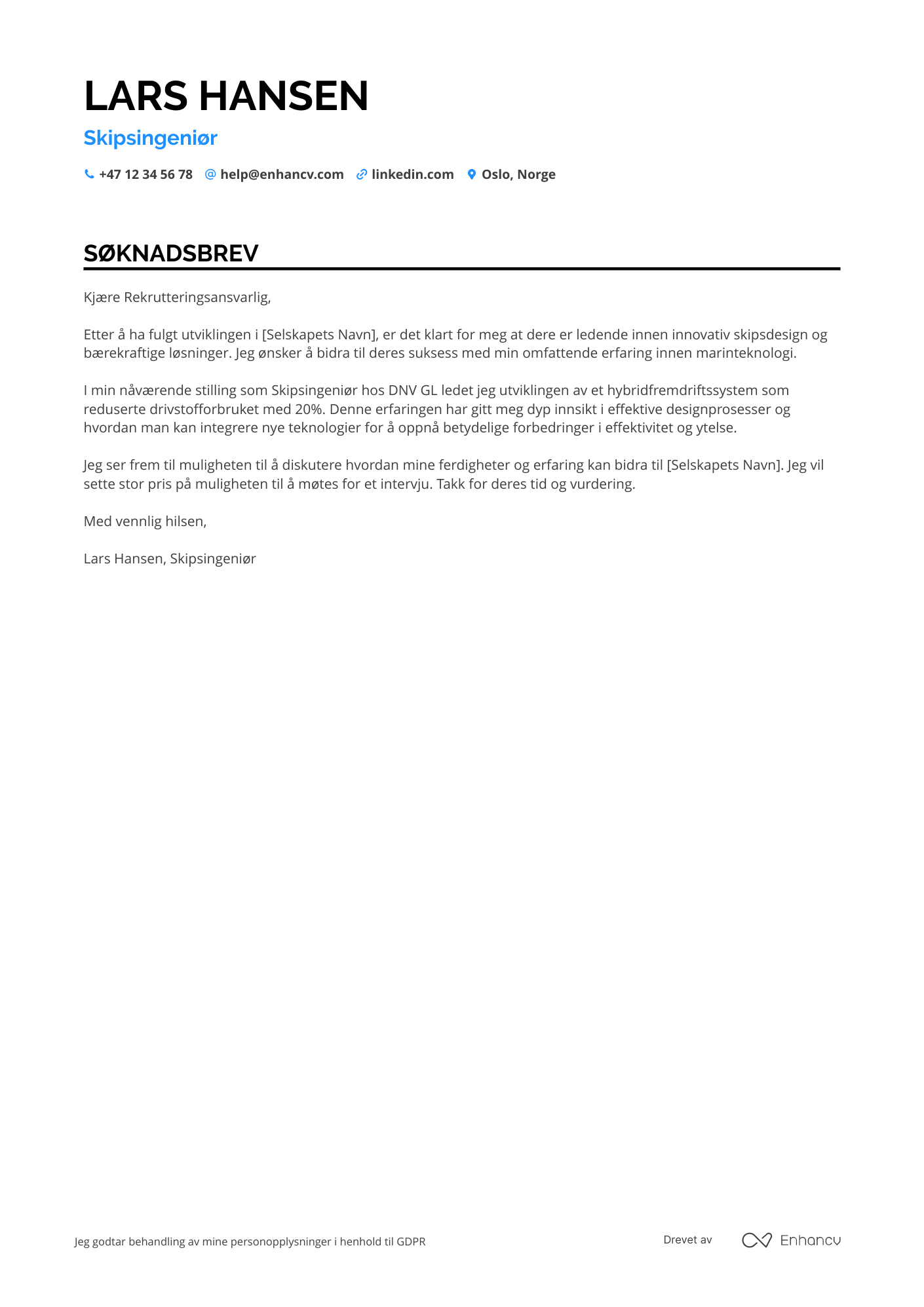 Cover Letter Example