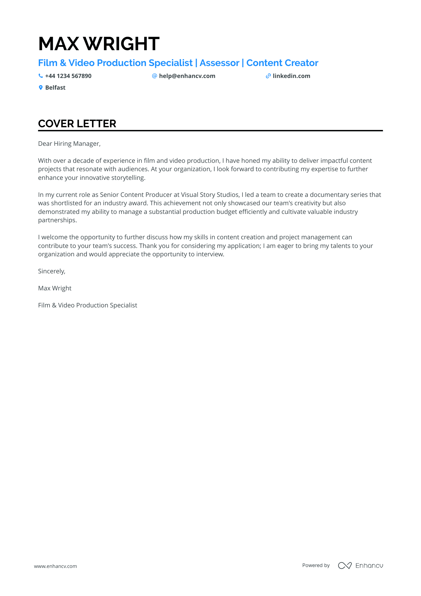Cover Letter Example
