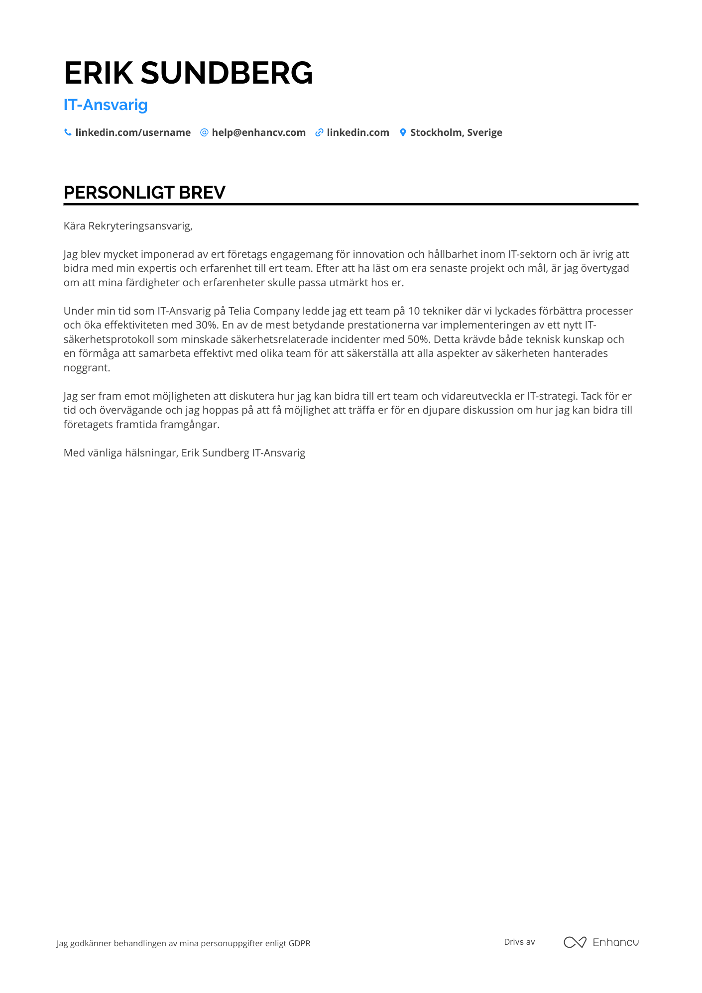 Cover Letter Example
