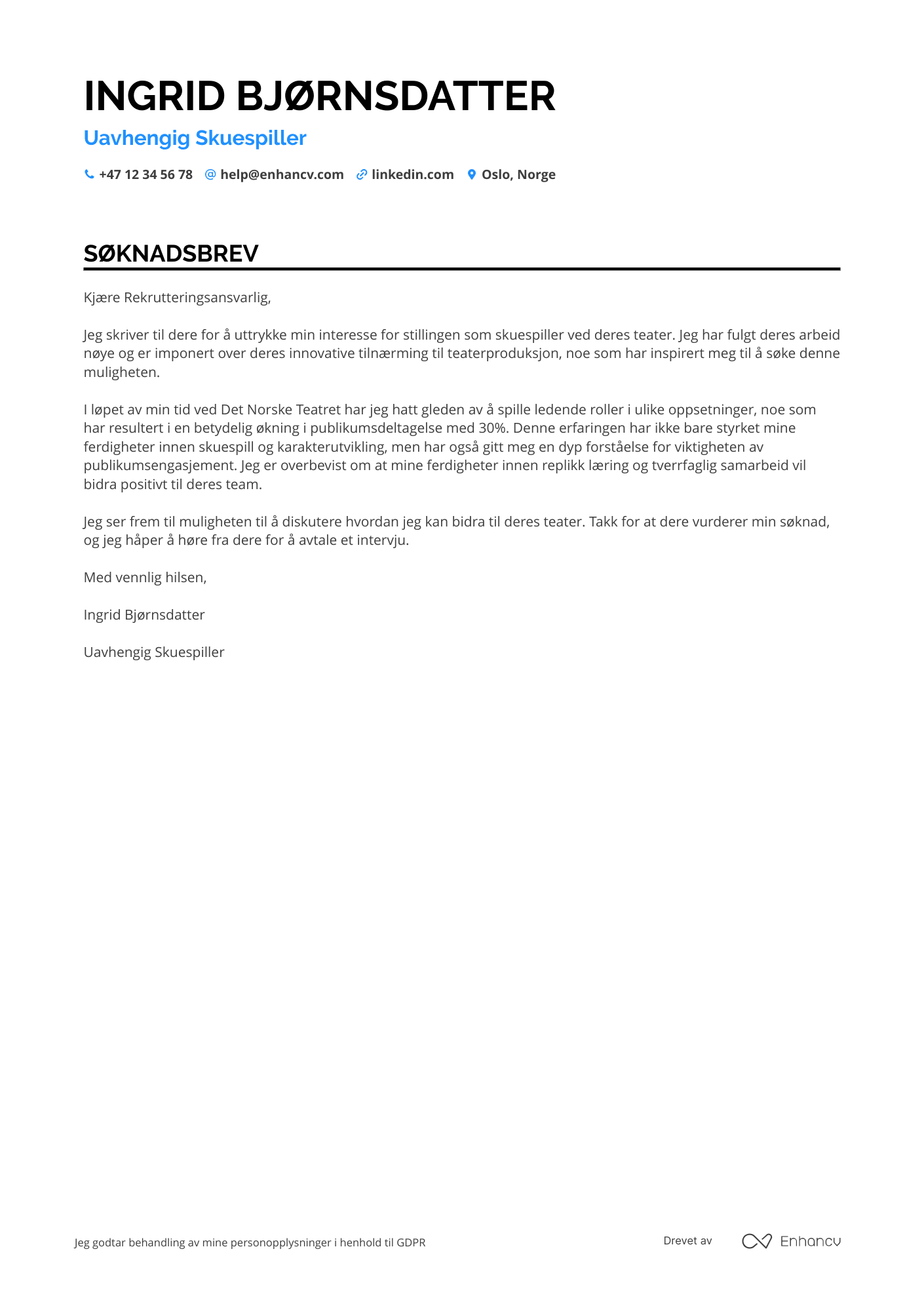 Cover Letter Example