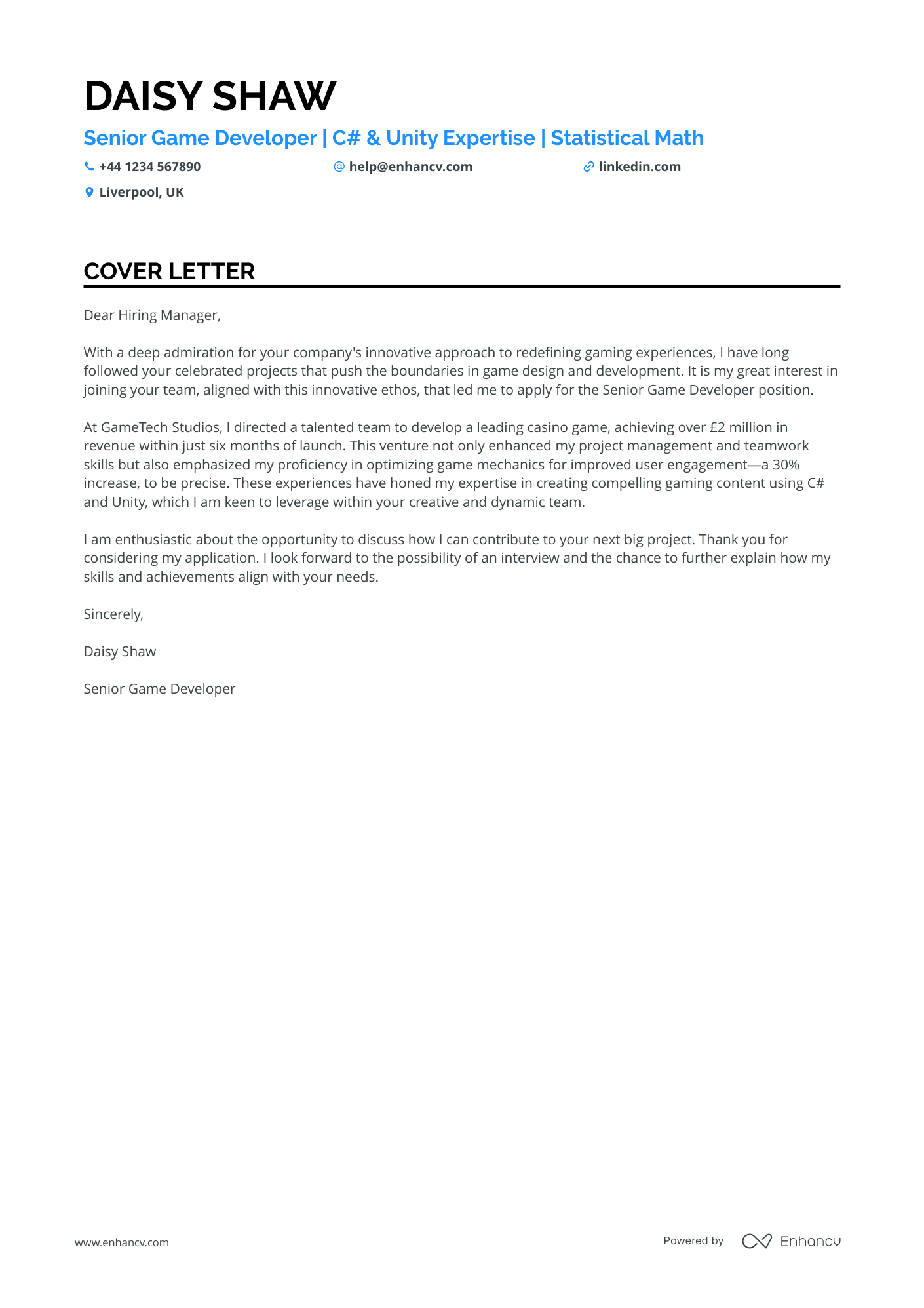 Cover Letter Example
