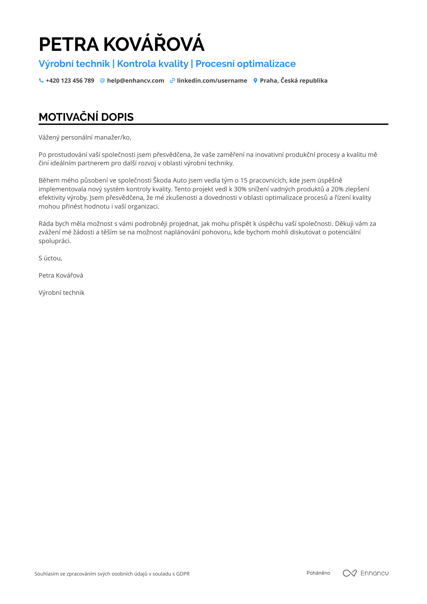Cover Letter Example