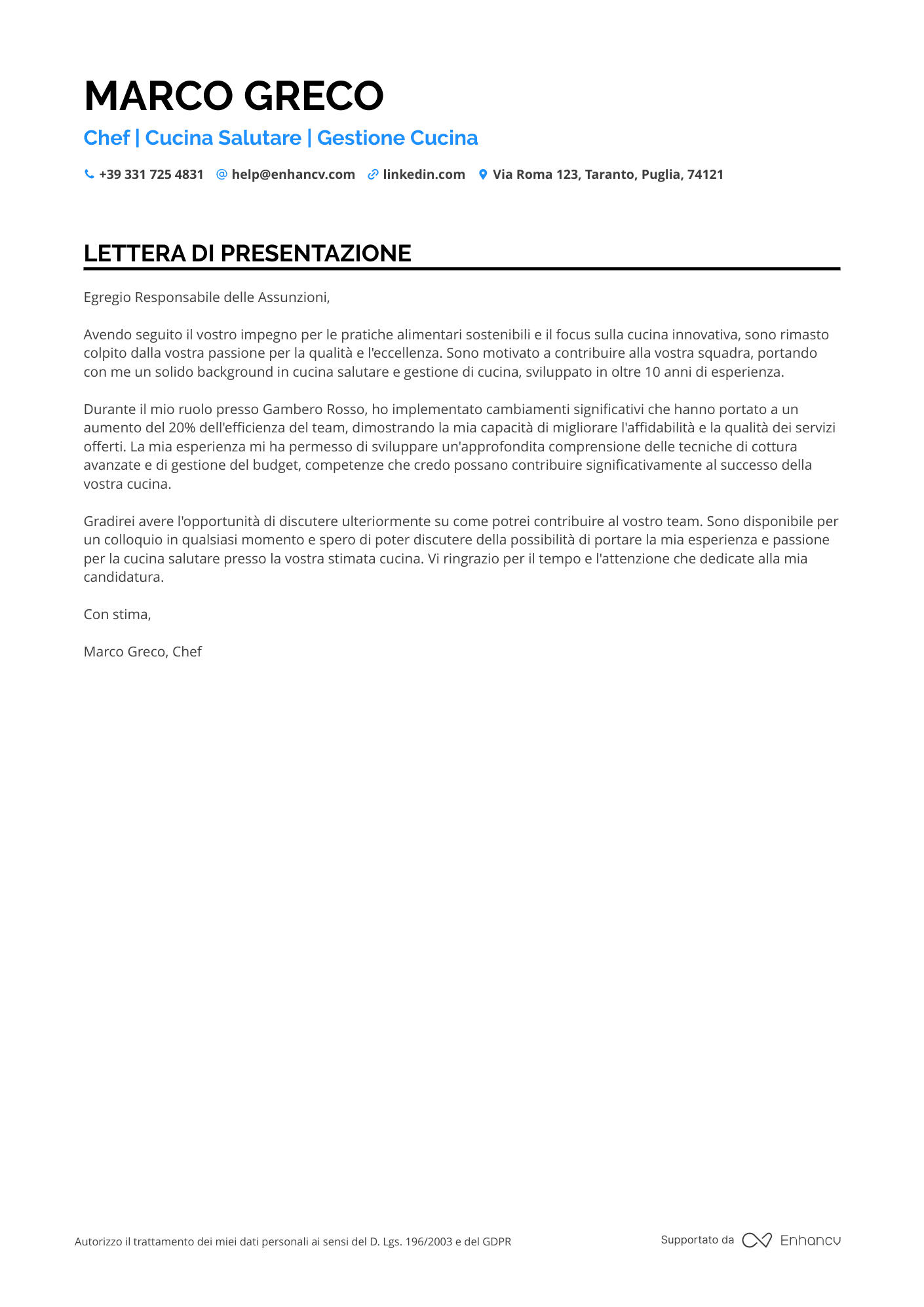 Cover Letter Example
