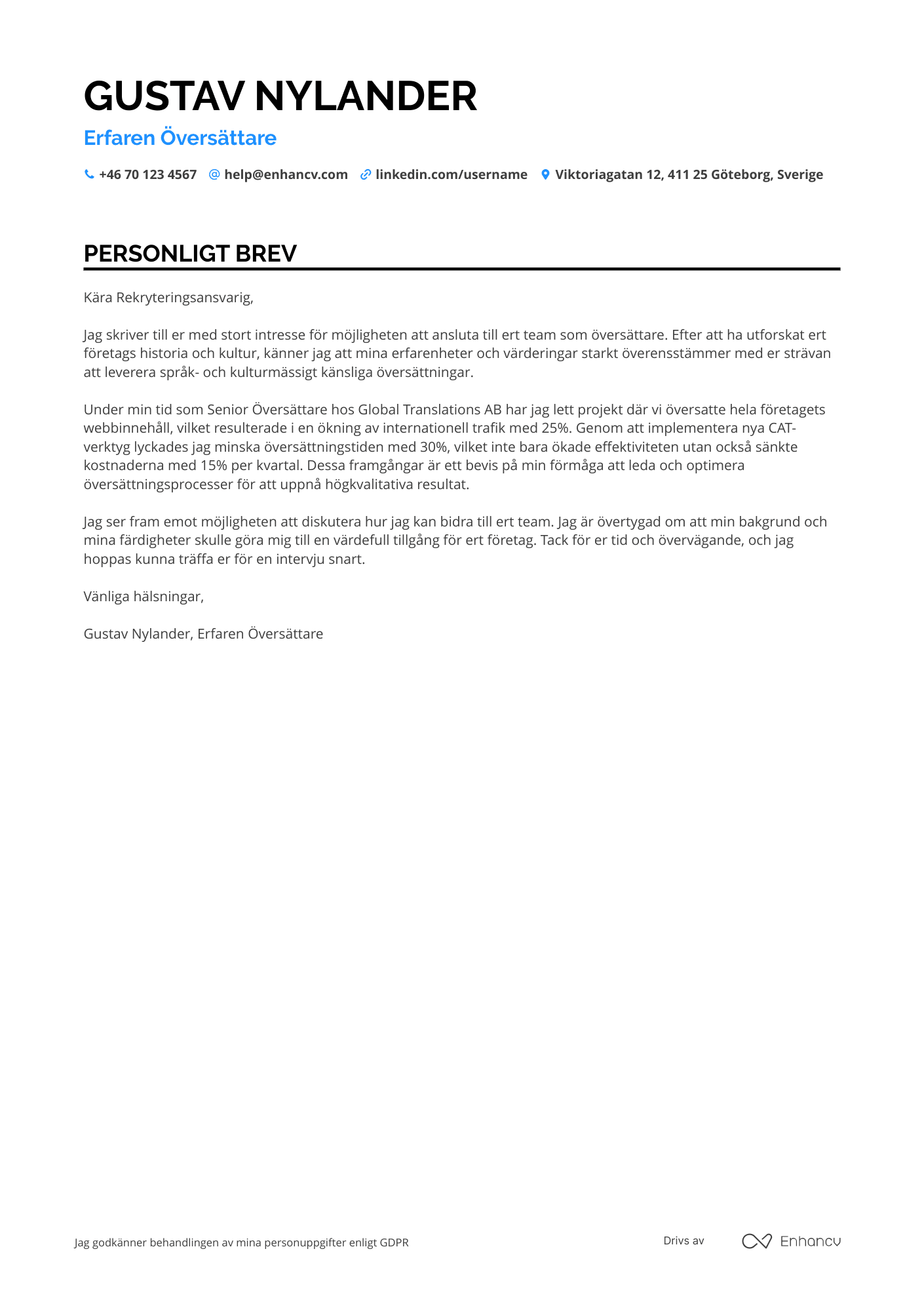 Cover Letter Example