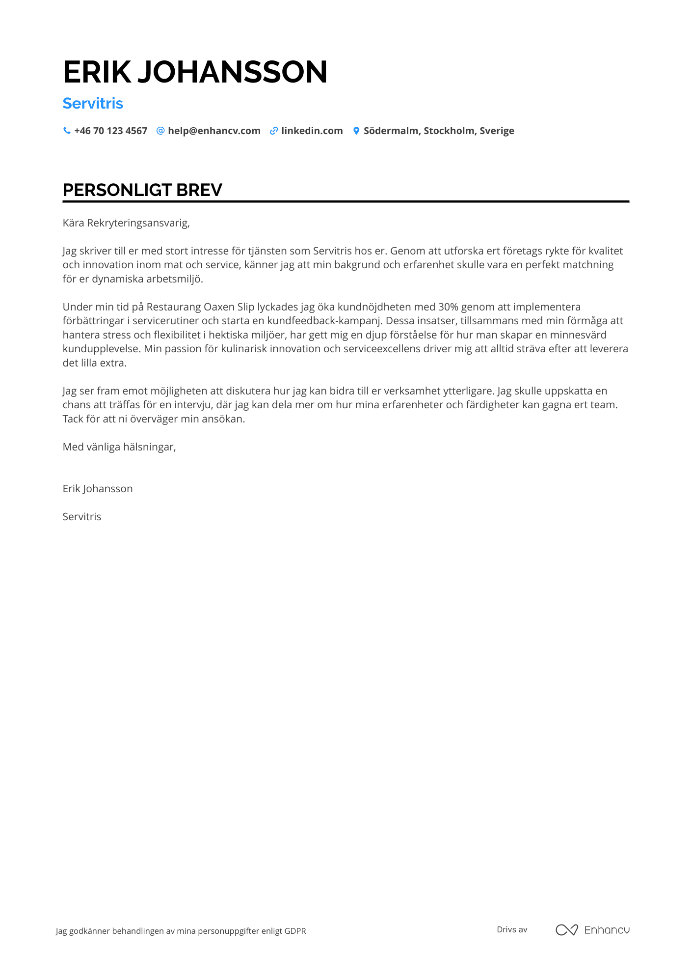 Cover Letter Example