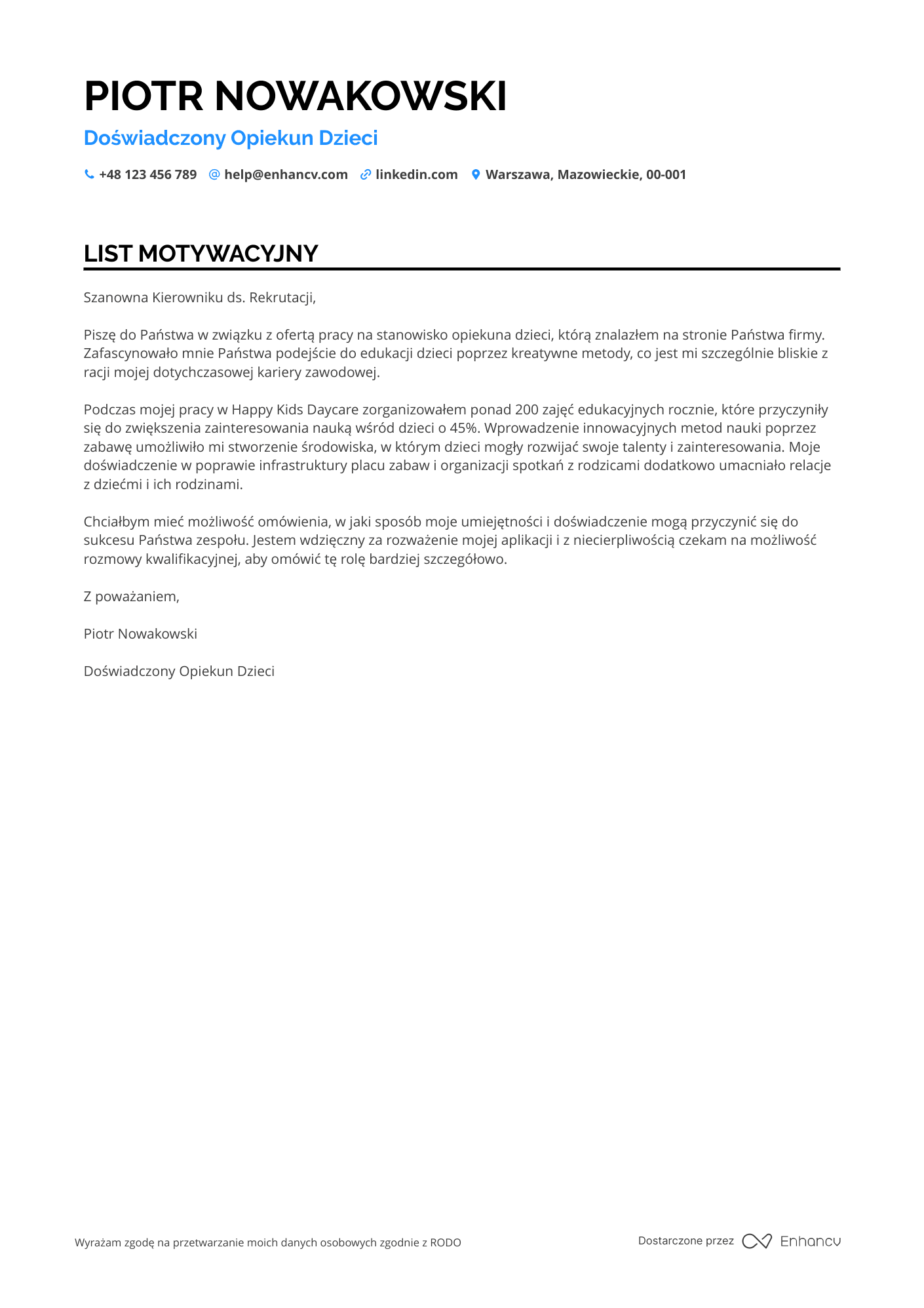 Cover Letter Example