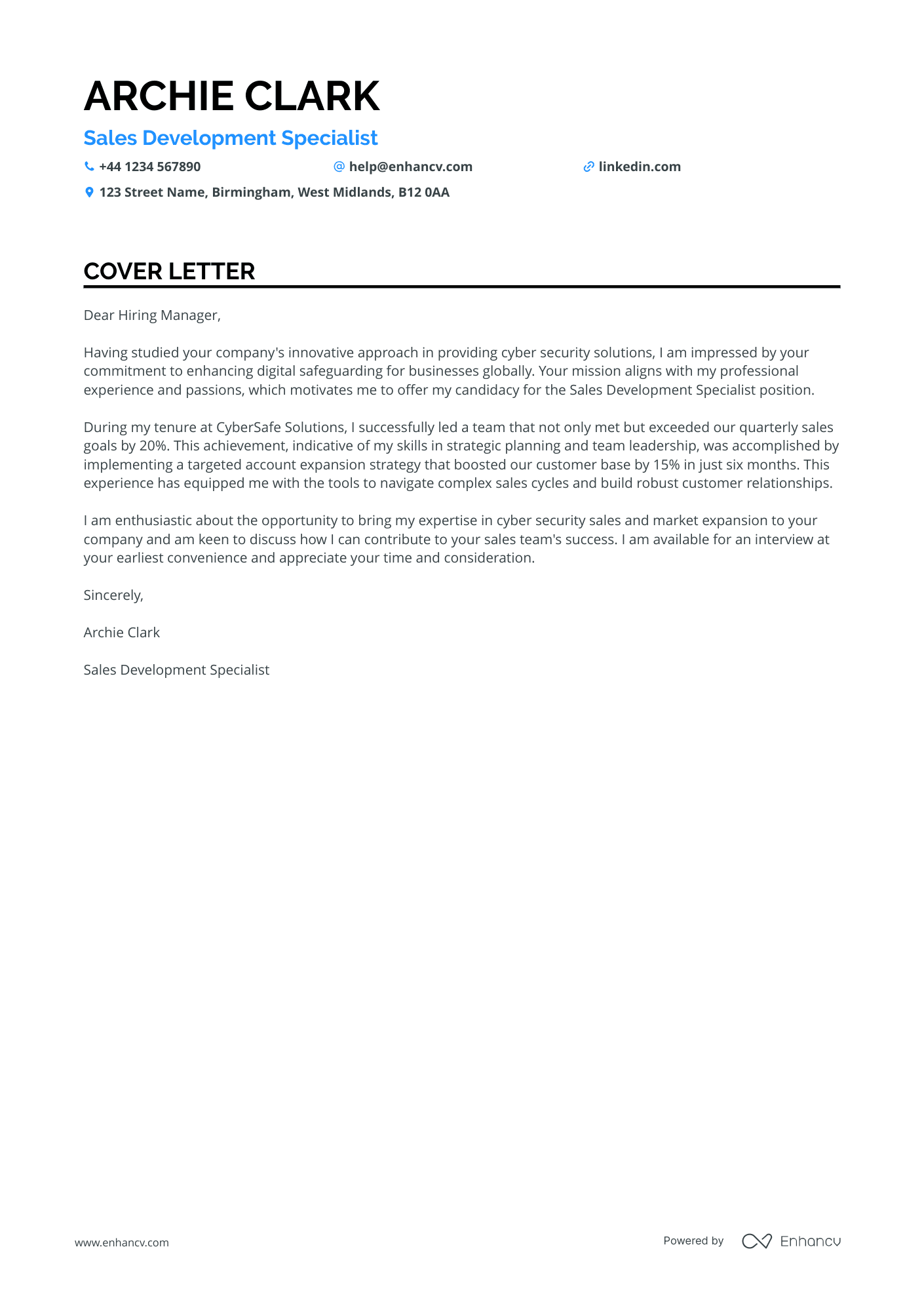 Cover Letter Example