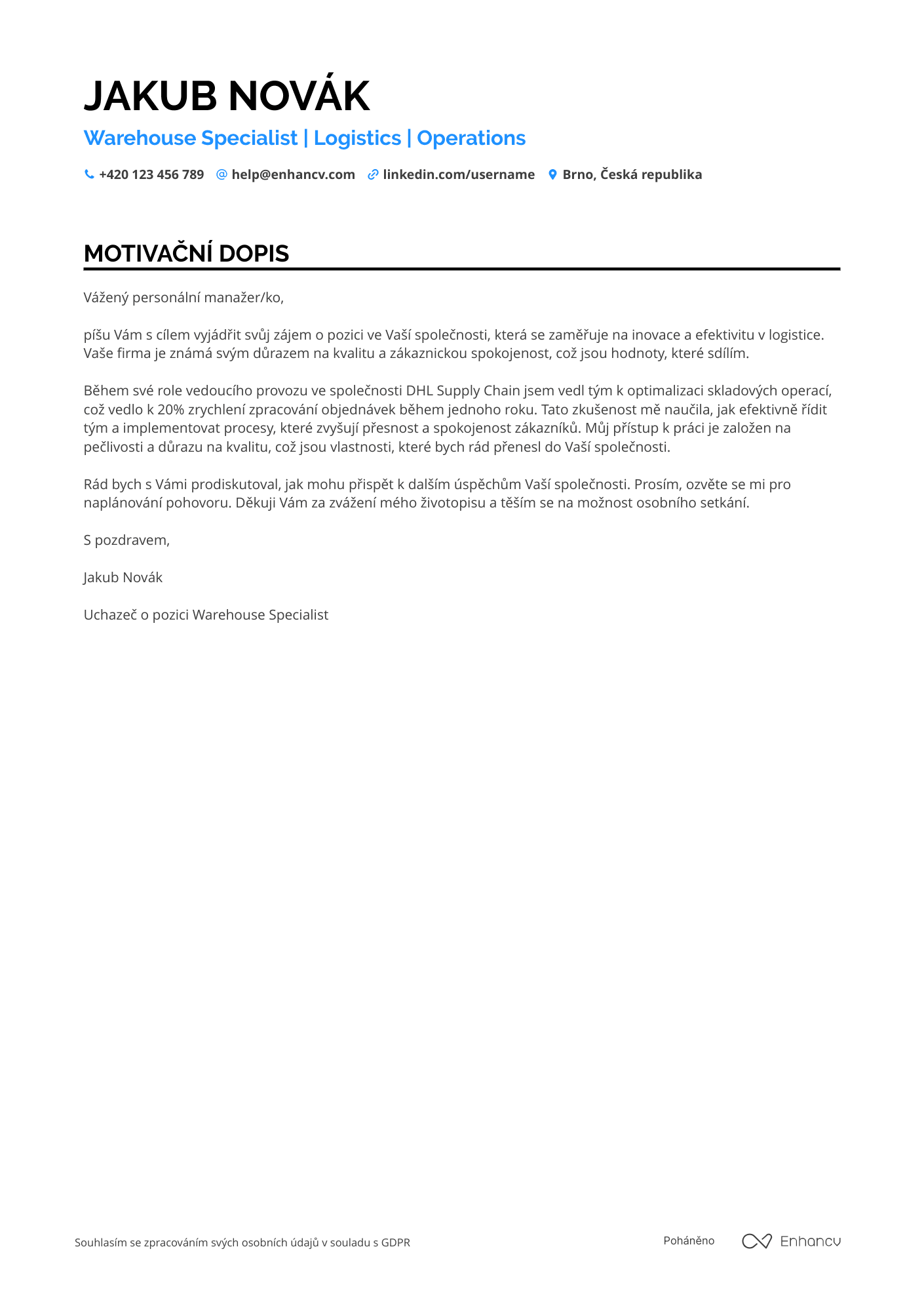 Cover Letter Example