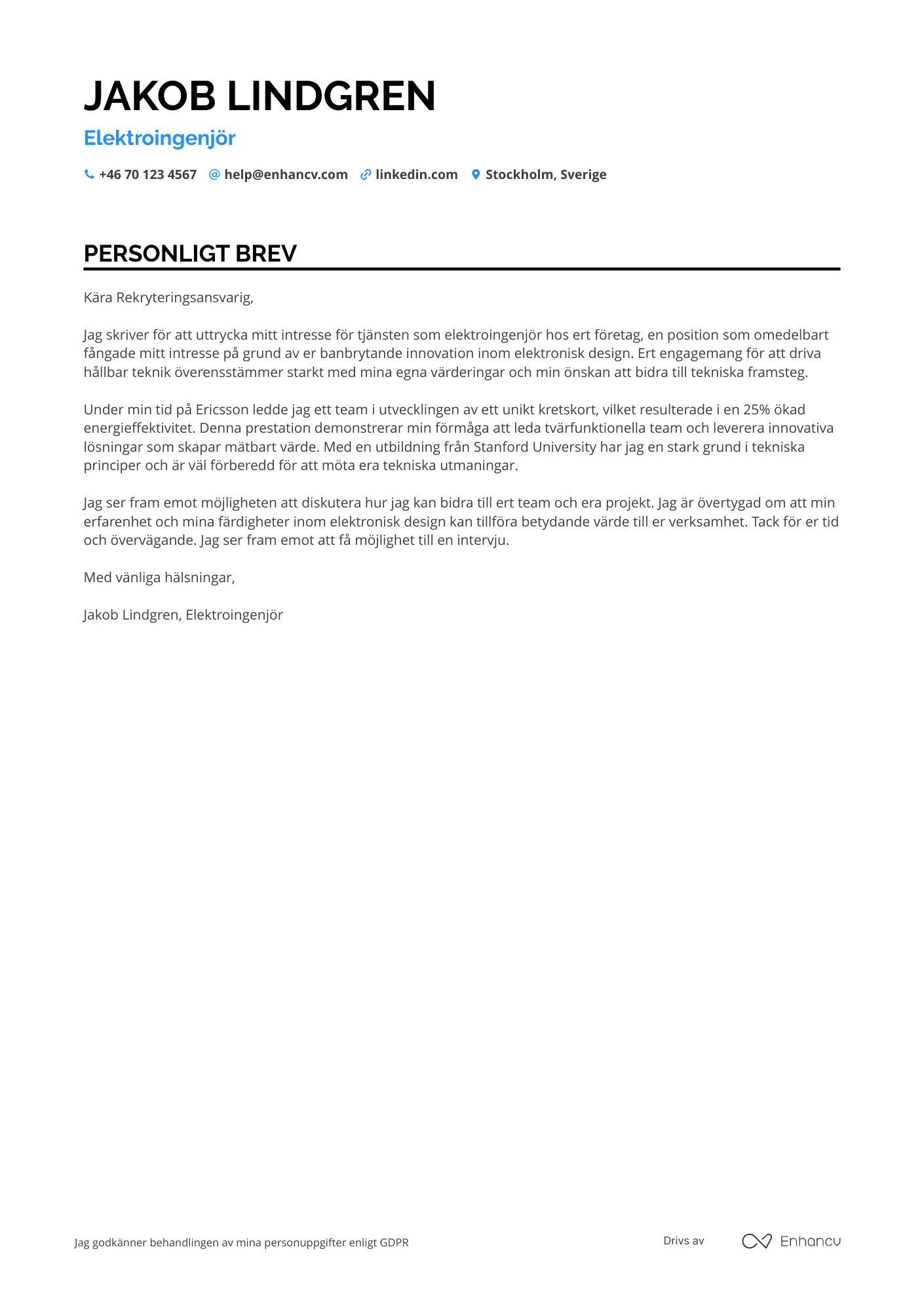 Cover Letter Example