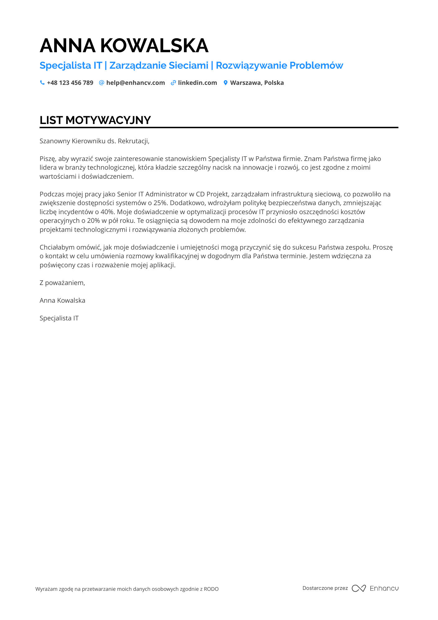 Cover Letter Example