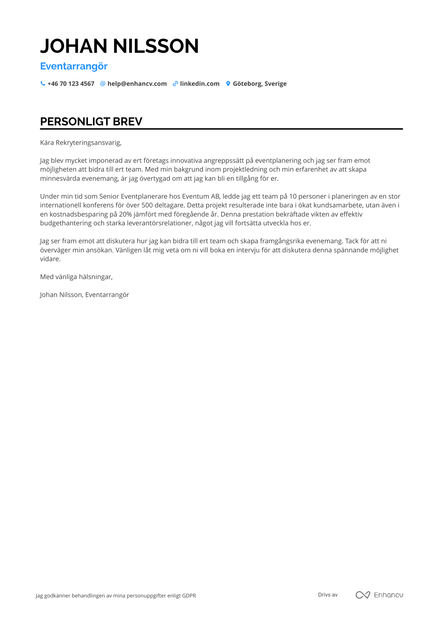 Cover Letter Example