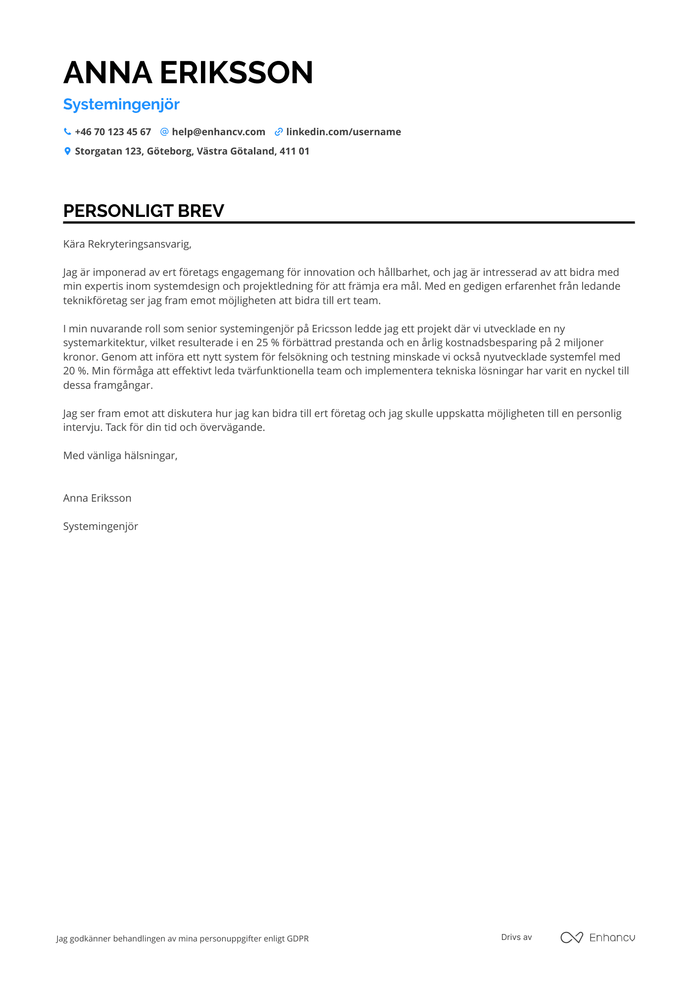 Cover Letter Example