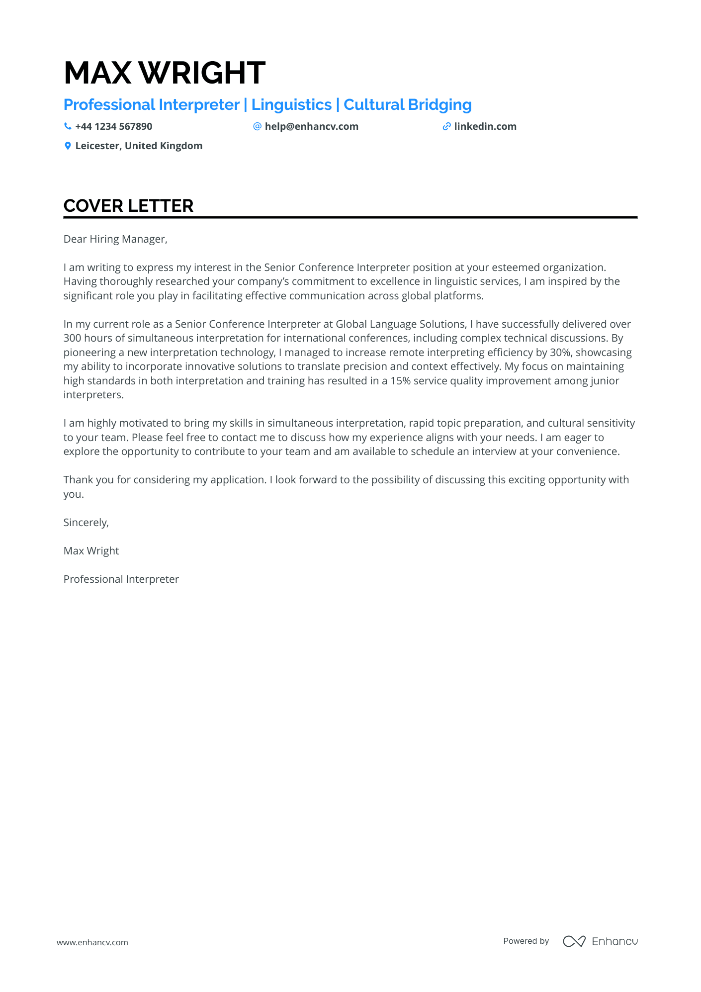 Cover Letter Example
