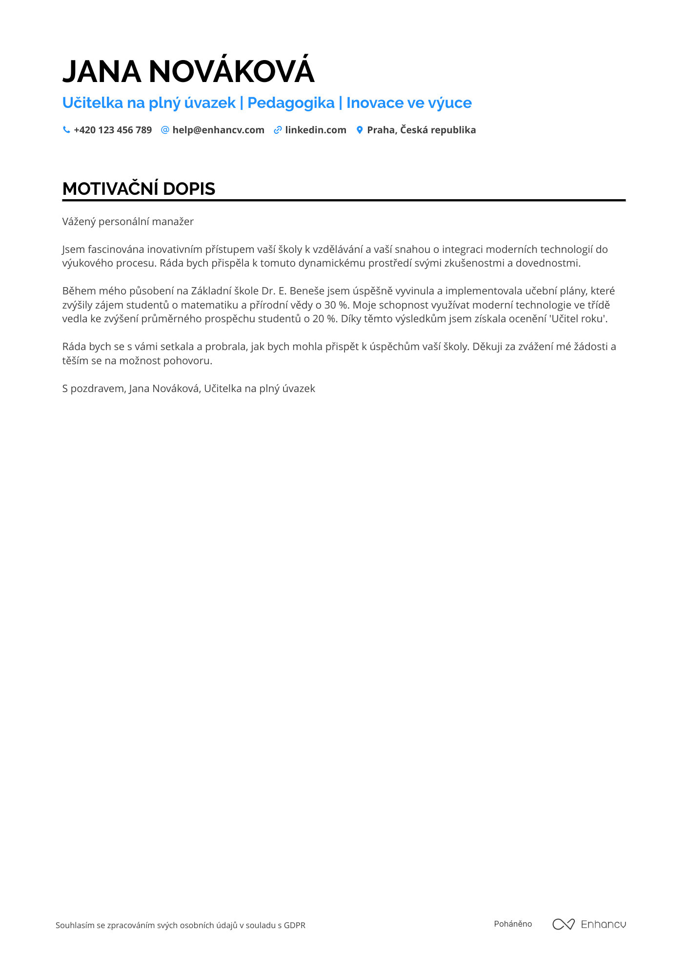 Cover Letter Example