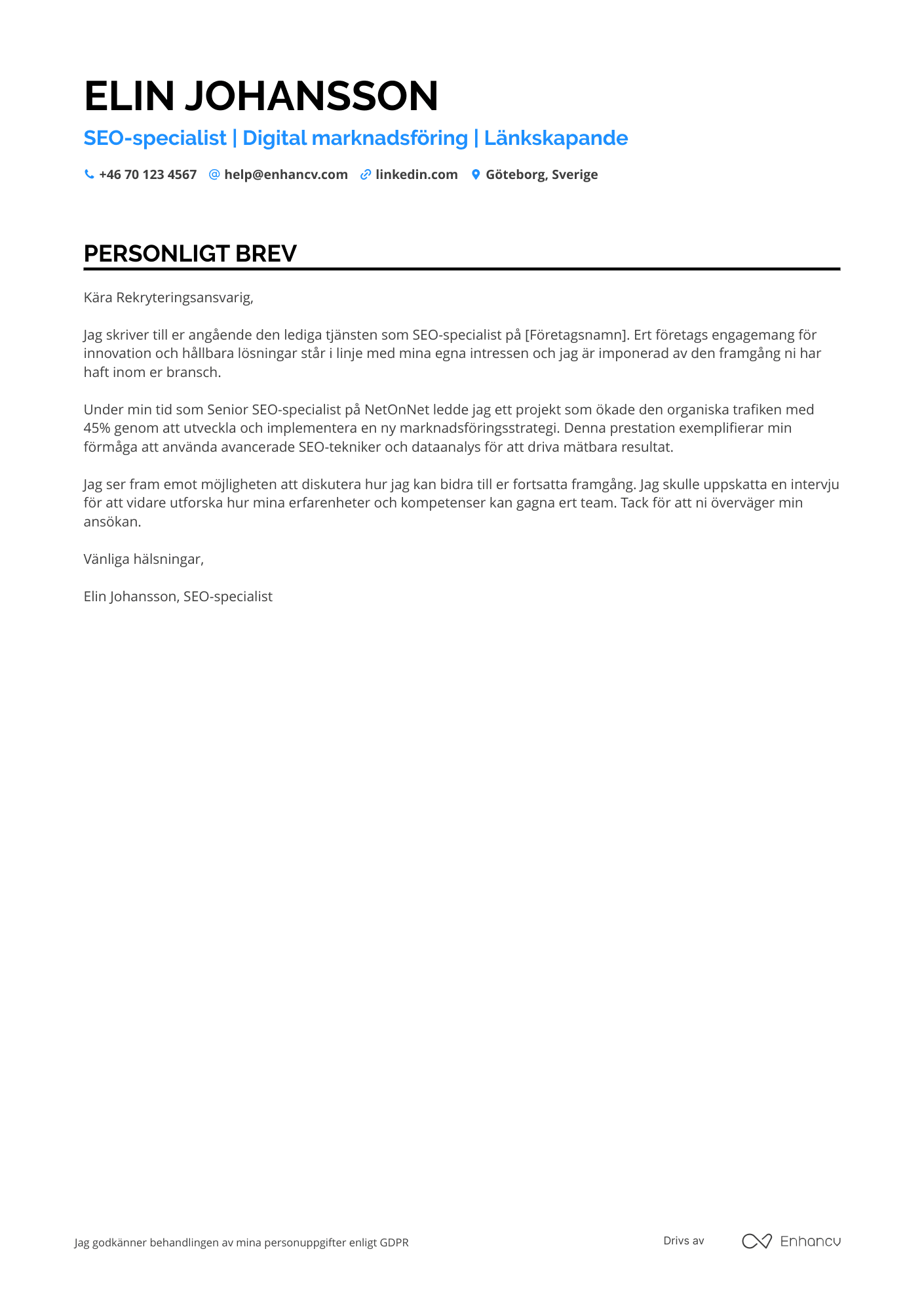 Cover Letter Example