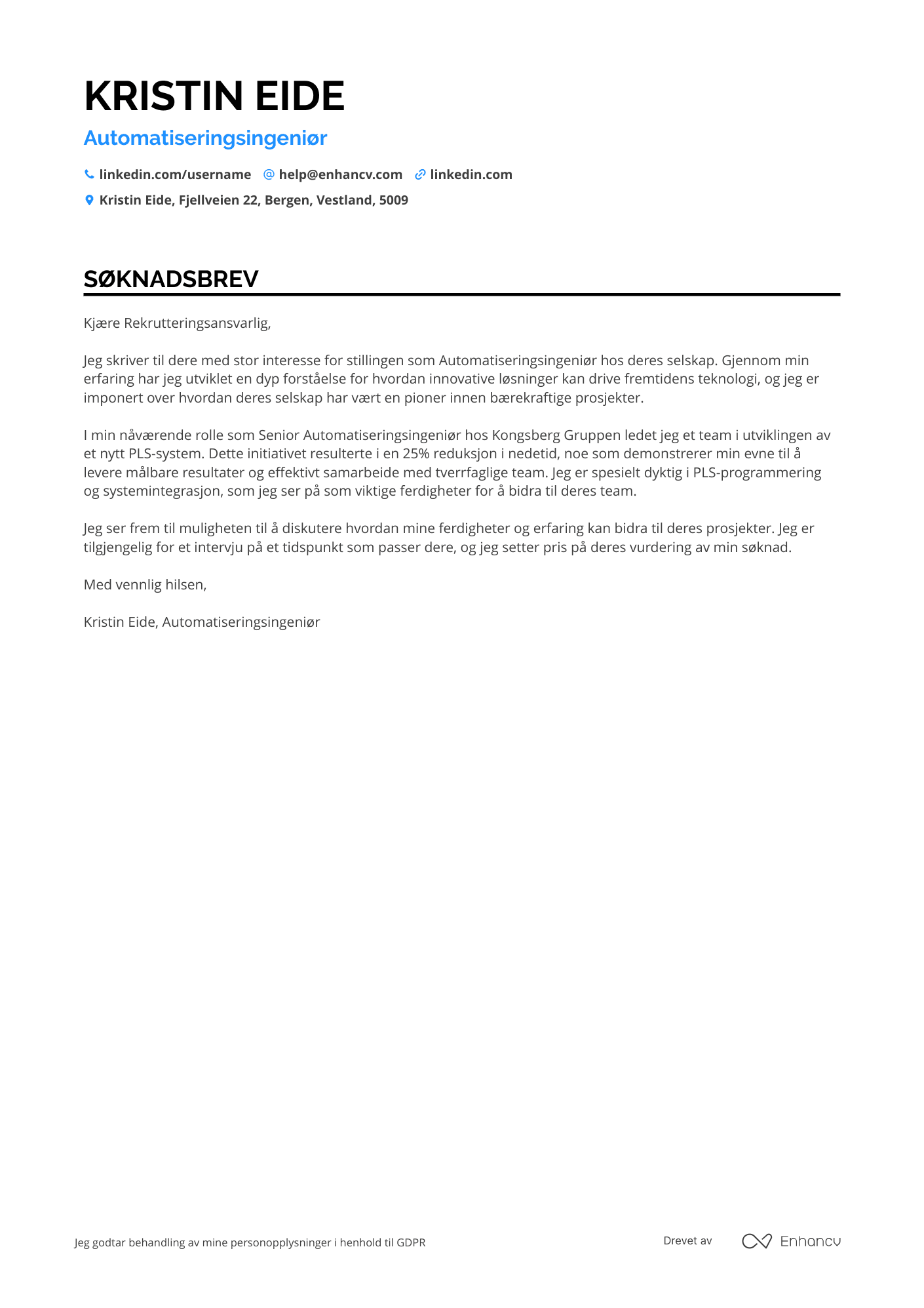 Cover Letter Example