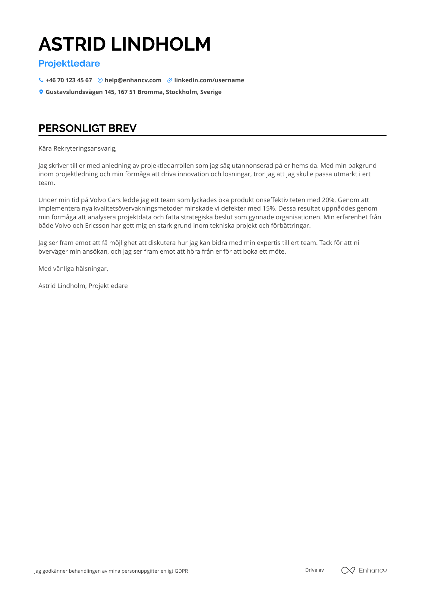 Cover Letter Example