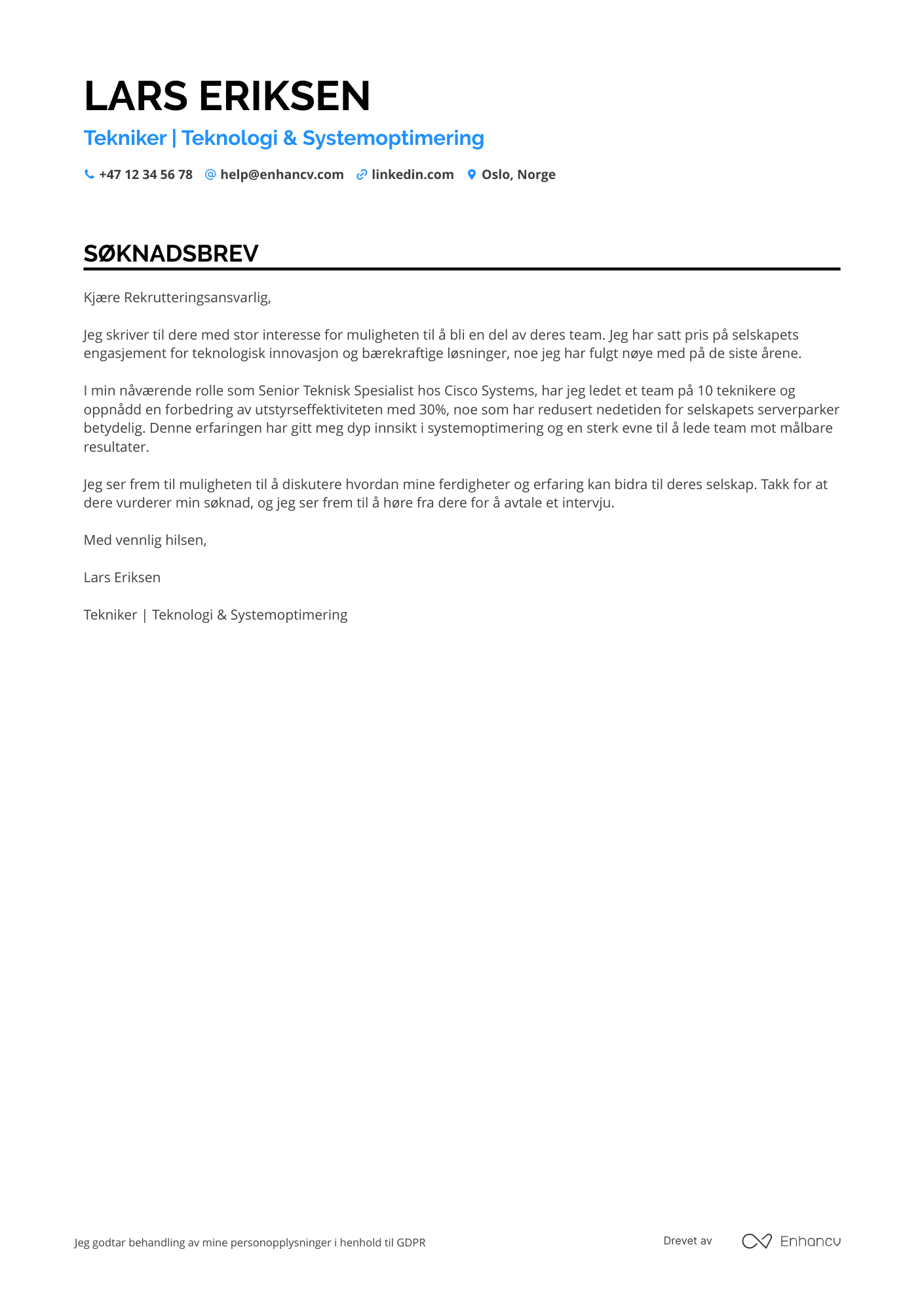 Cover Letter Example