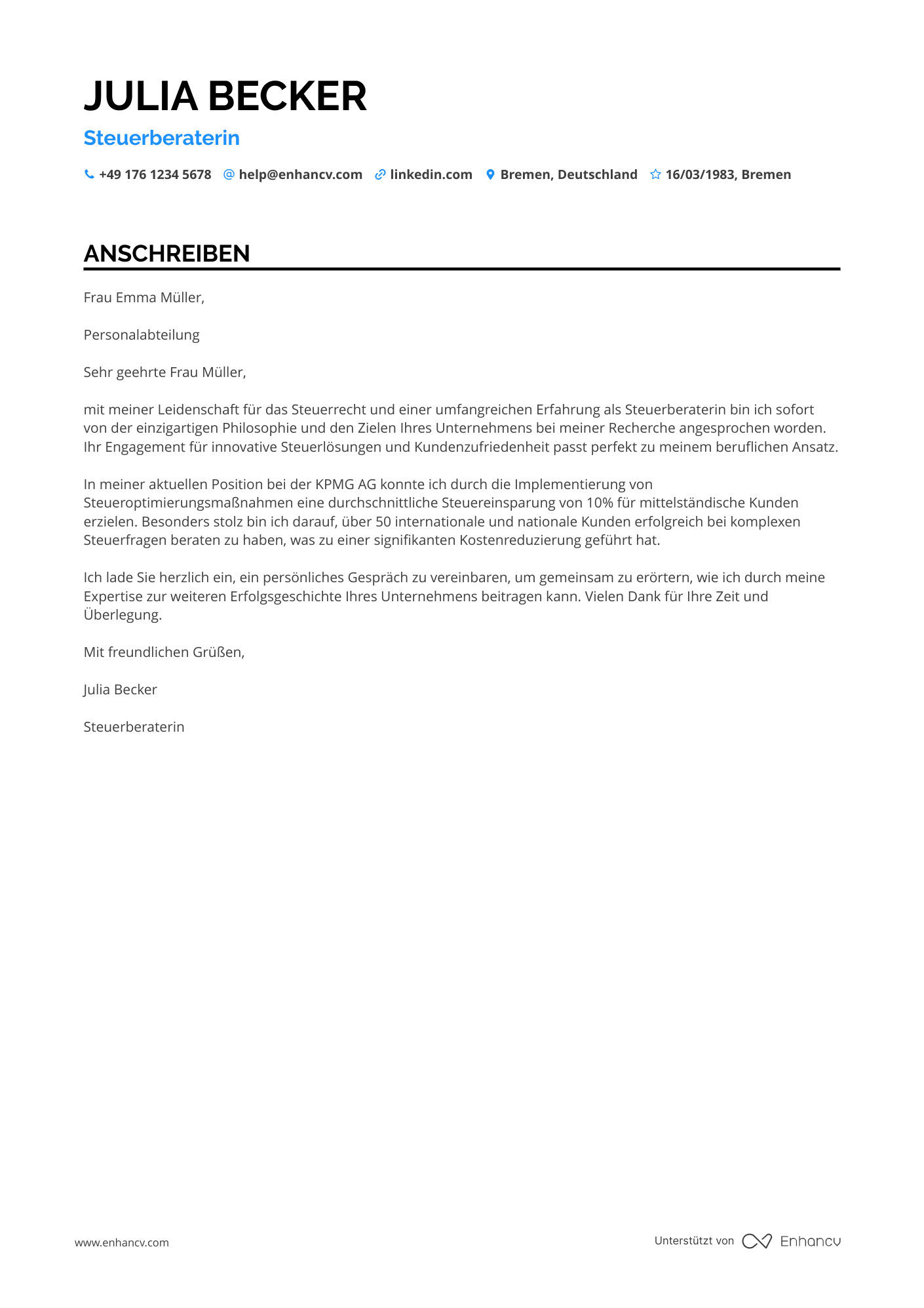 Cover Letter Example