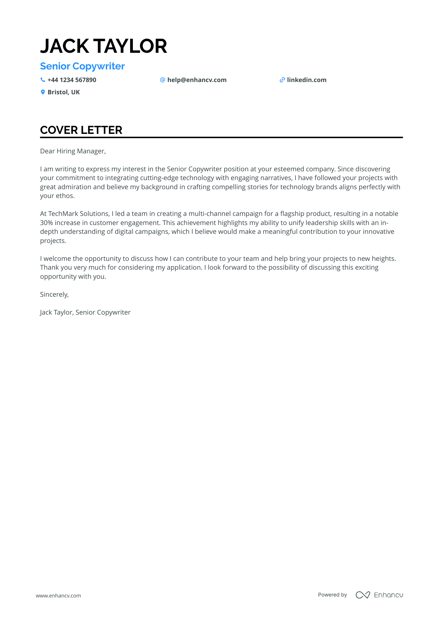 Cover Letter Example
