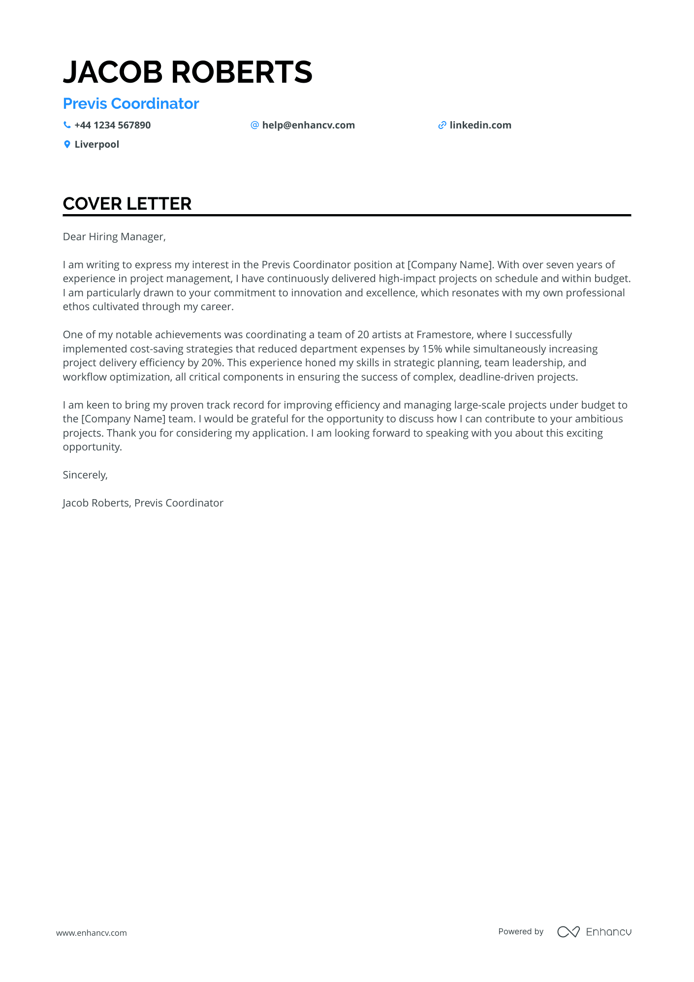 Cover Letter Example