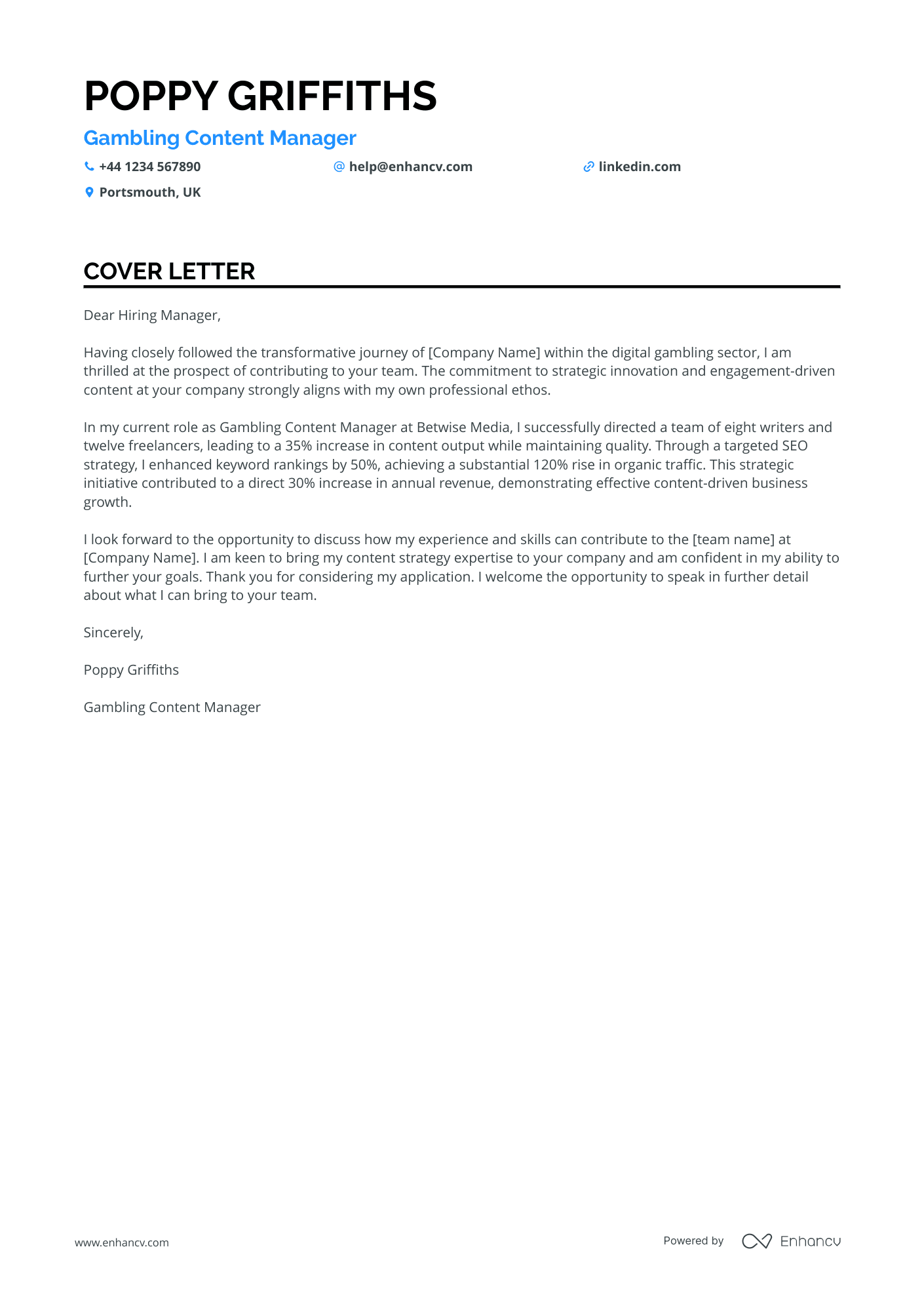 Cover Letter Example