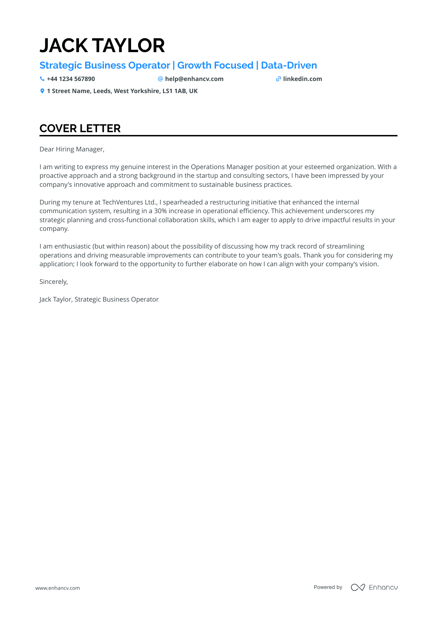 Cover Letter Example