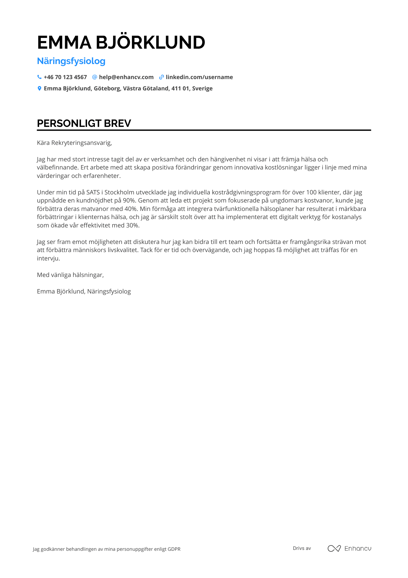 Cover Letter Example
