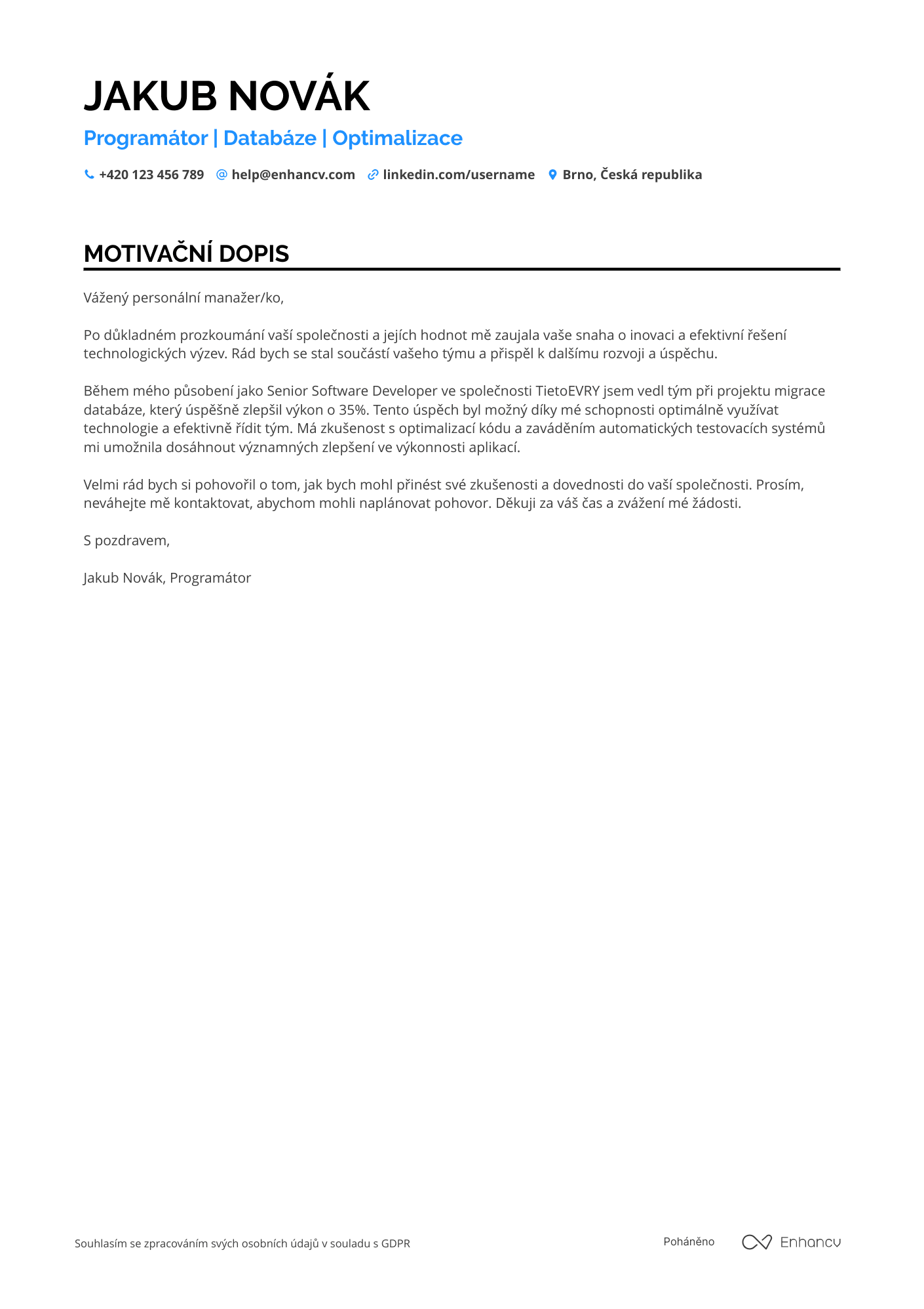 Cover Letter Example