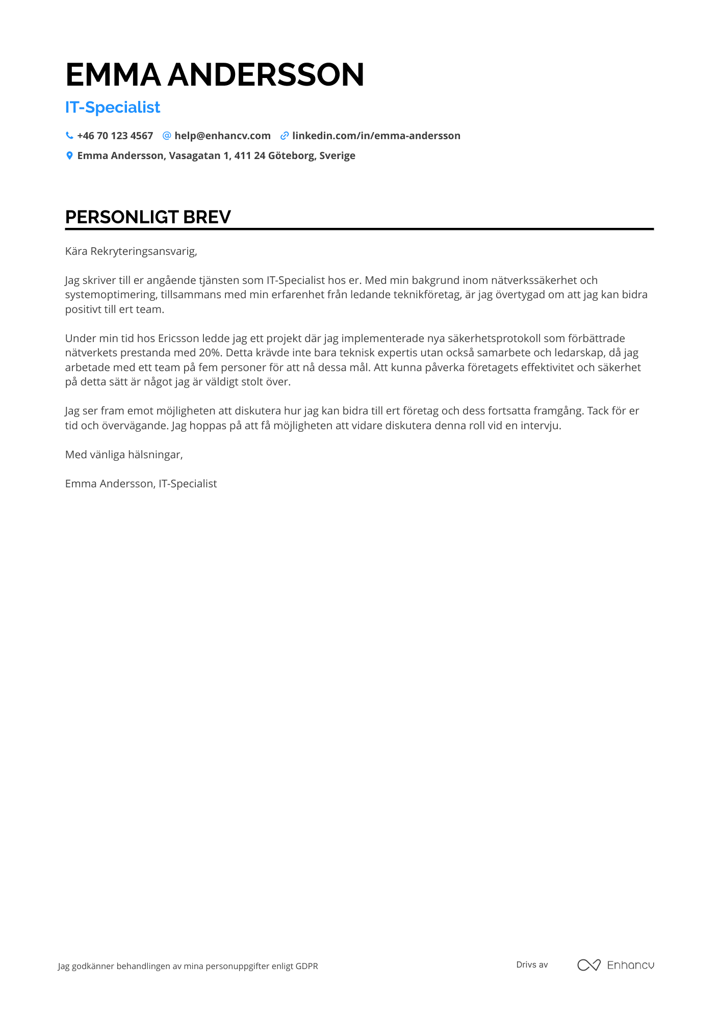 Cover Letter Example