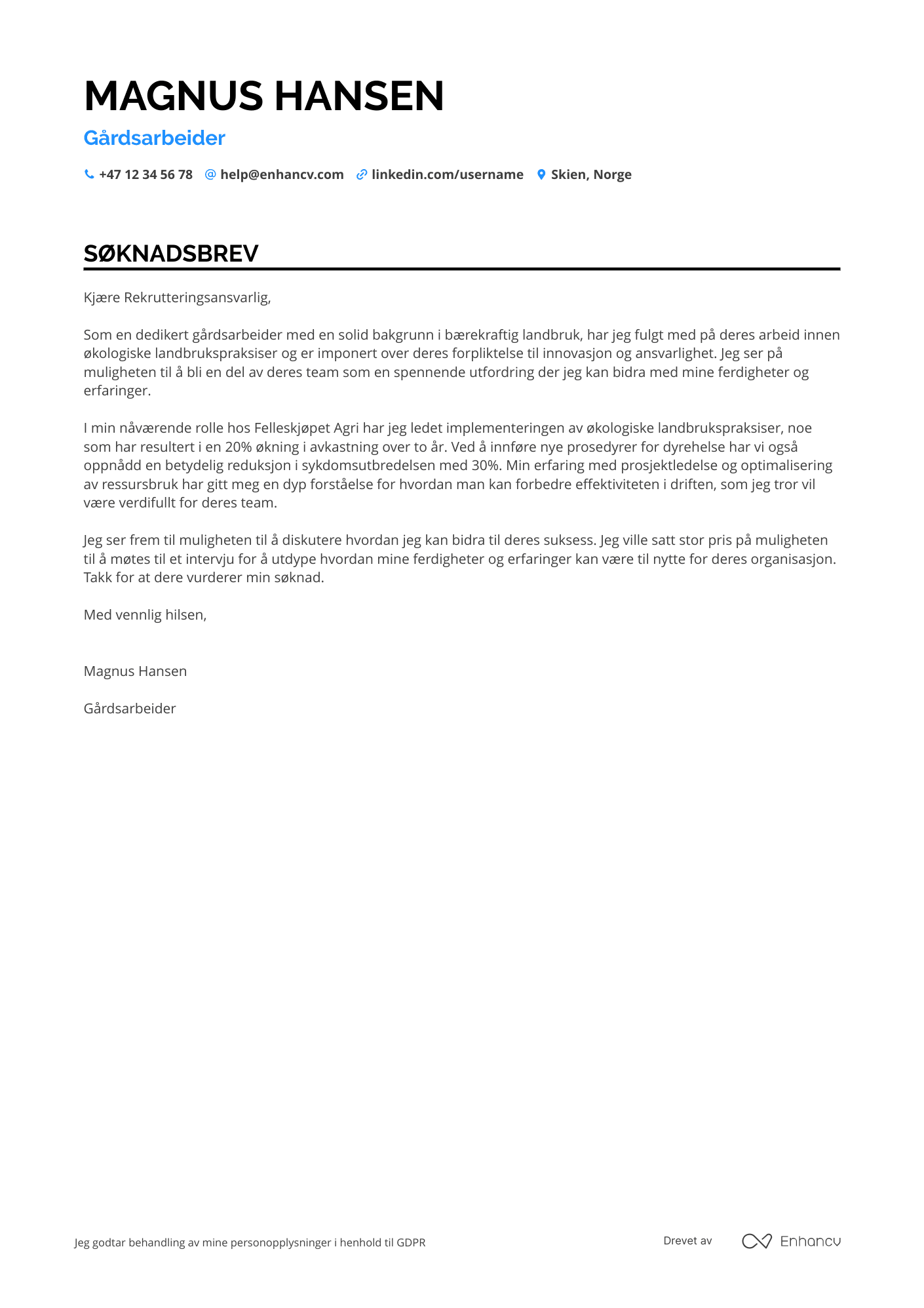 Cover Letter Example