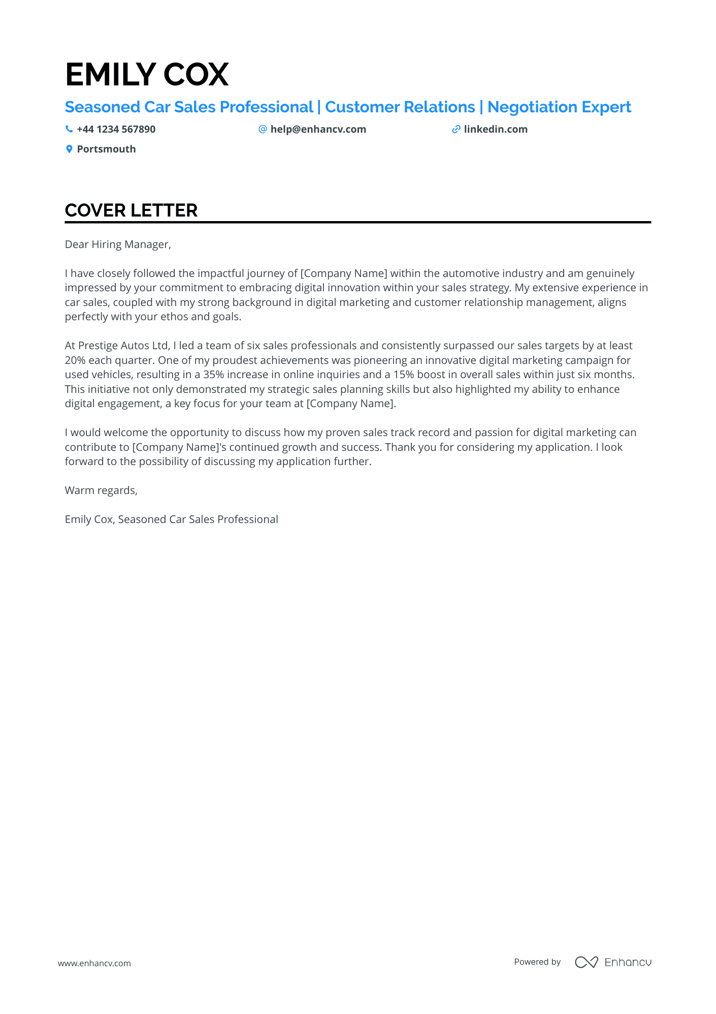 Cover Letter Example