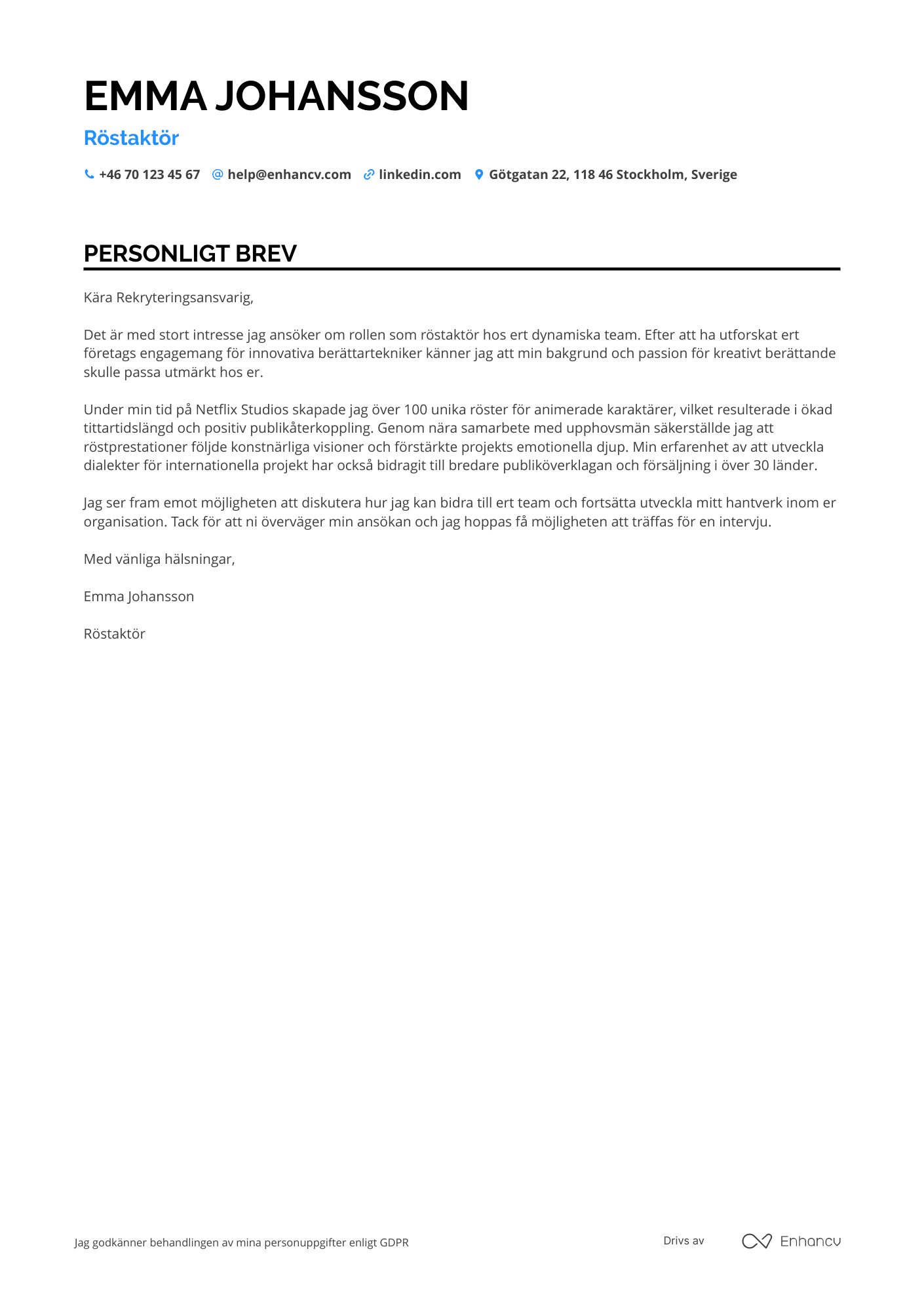 Cover Letter Example