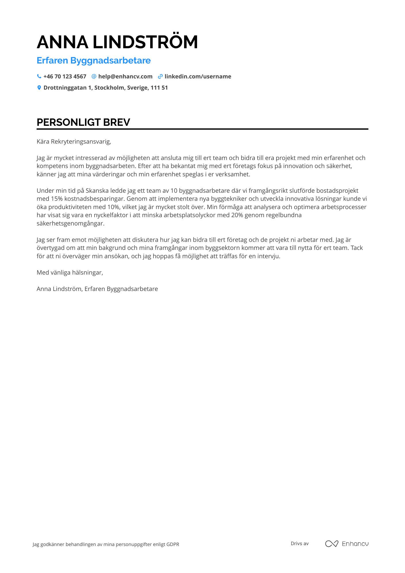 Cover Letter Example