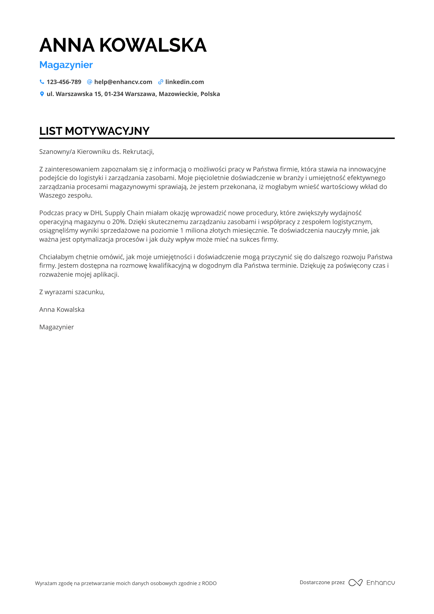 Cover Letter Example