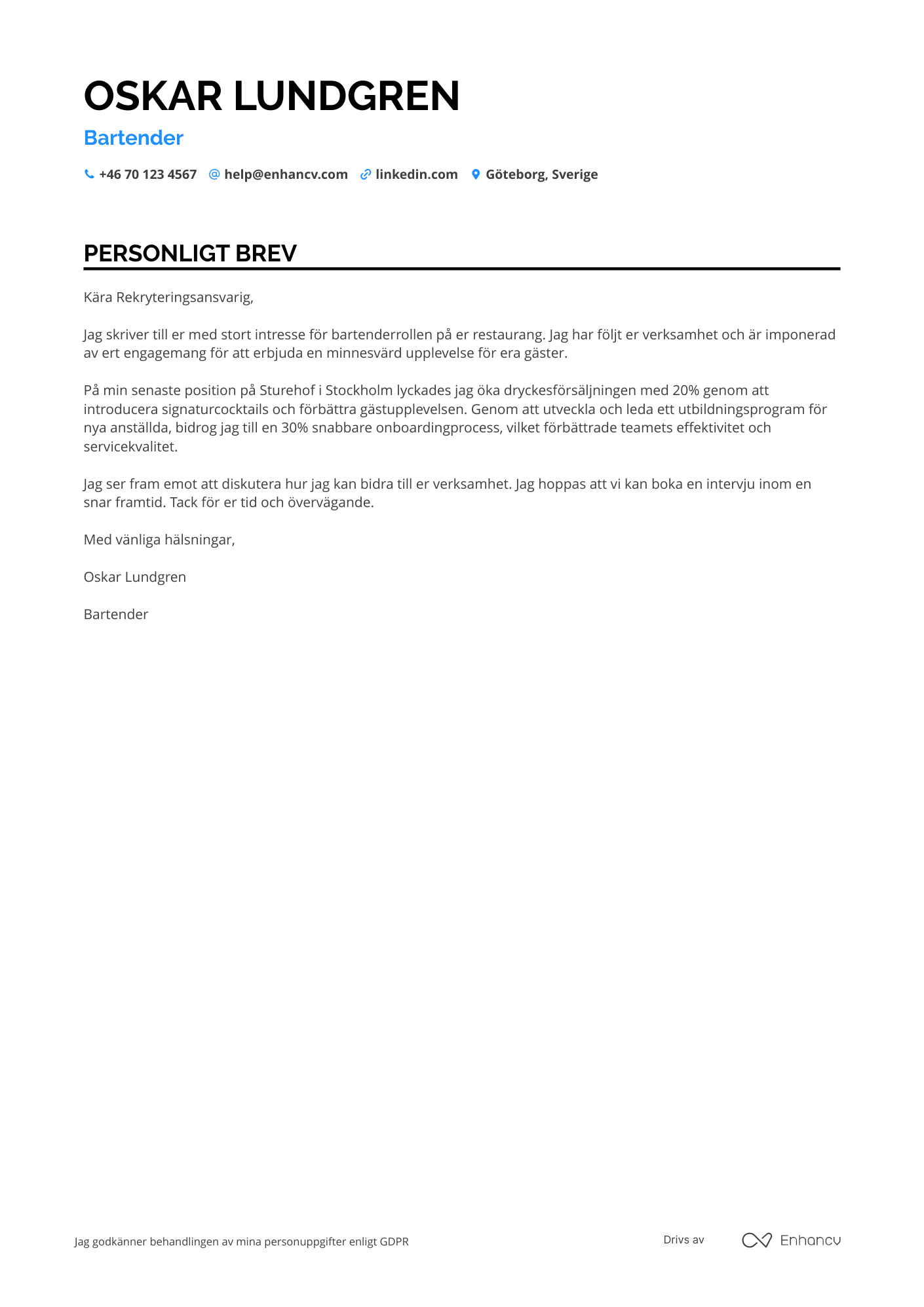 Cover Letter Example